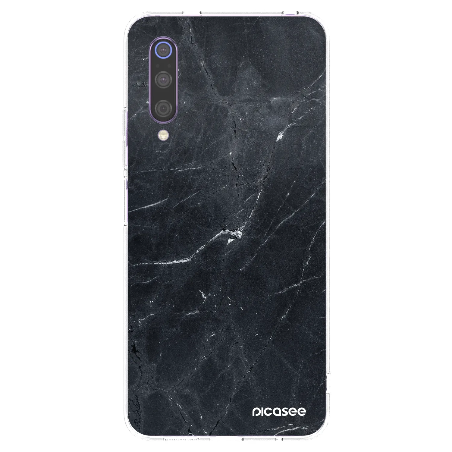 Picasee silikonowe przeźroczyste etui na Xiaomi Mi 9 - Black marble