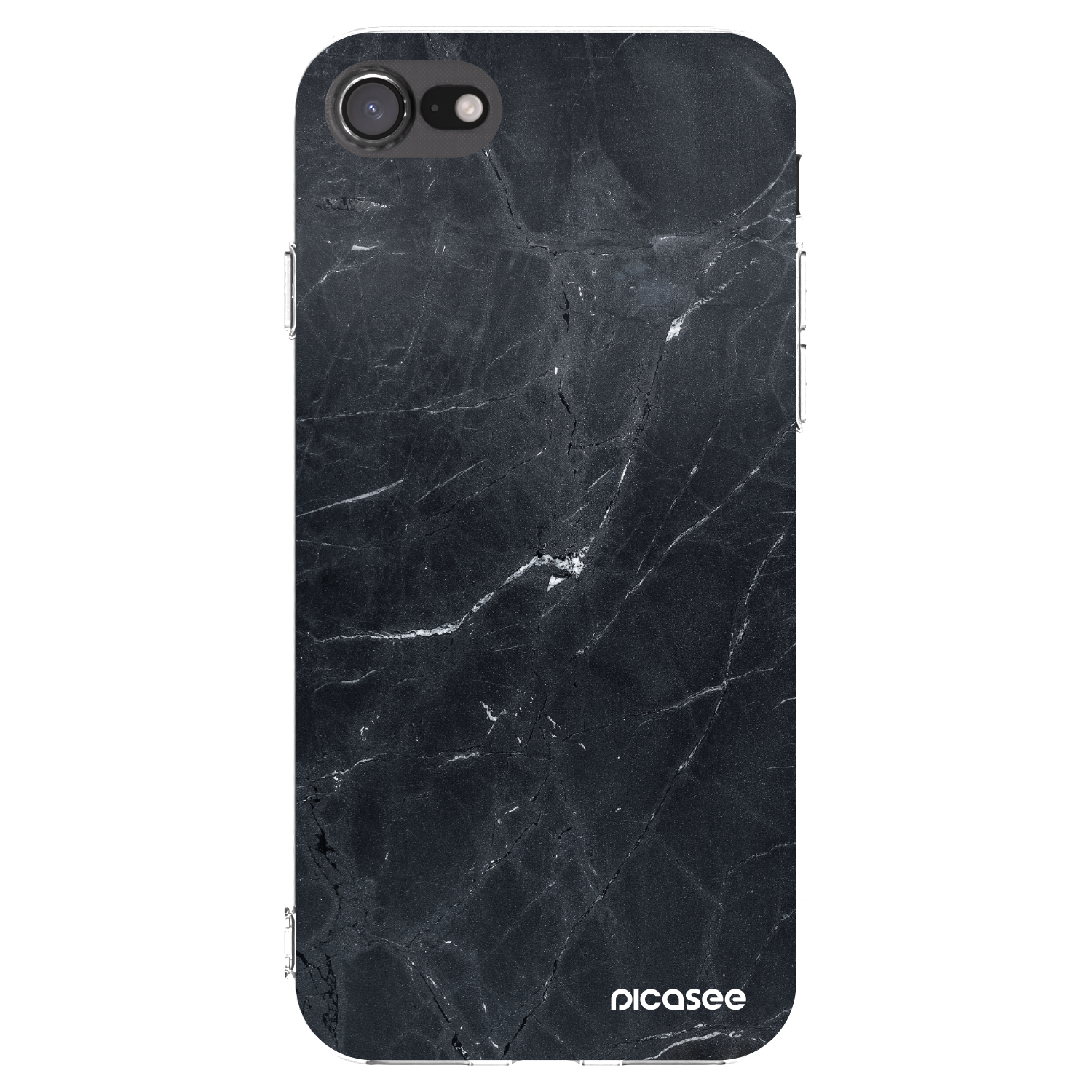 Picasee silikonowe przeźroczyste etui na Apple iPhone 7 - Black marble