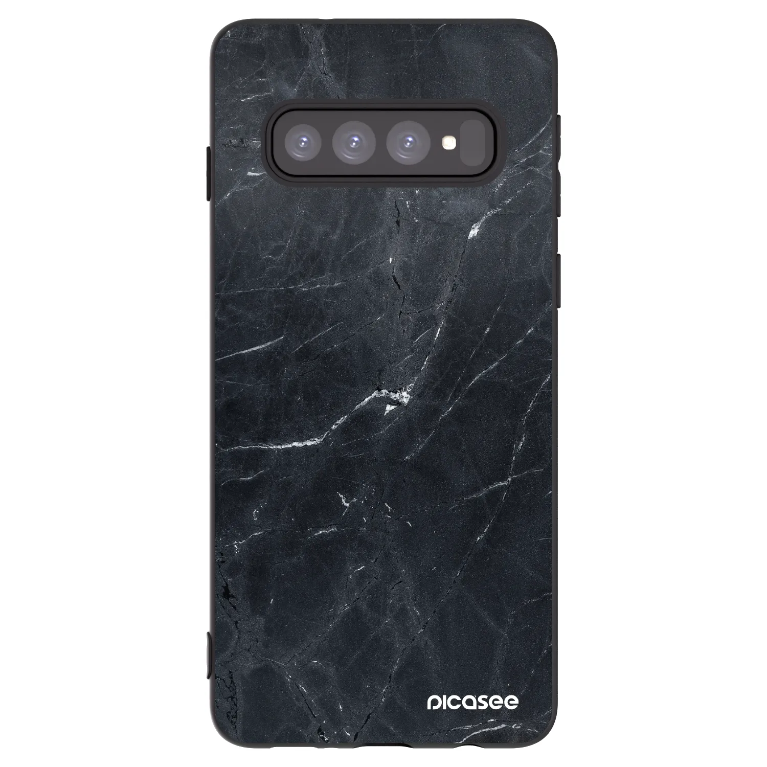 Picasee silikonowe czarne etui na Samsung Galaxy S10 G973 - Black marble