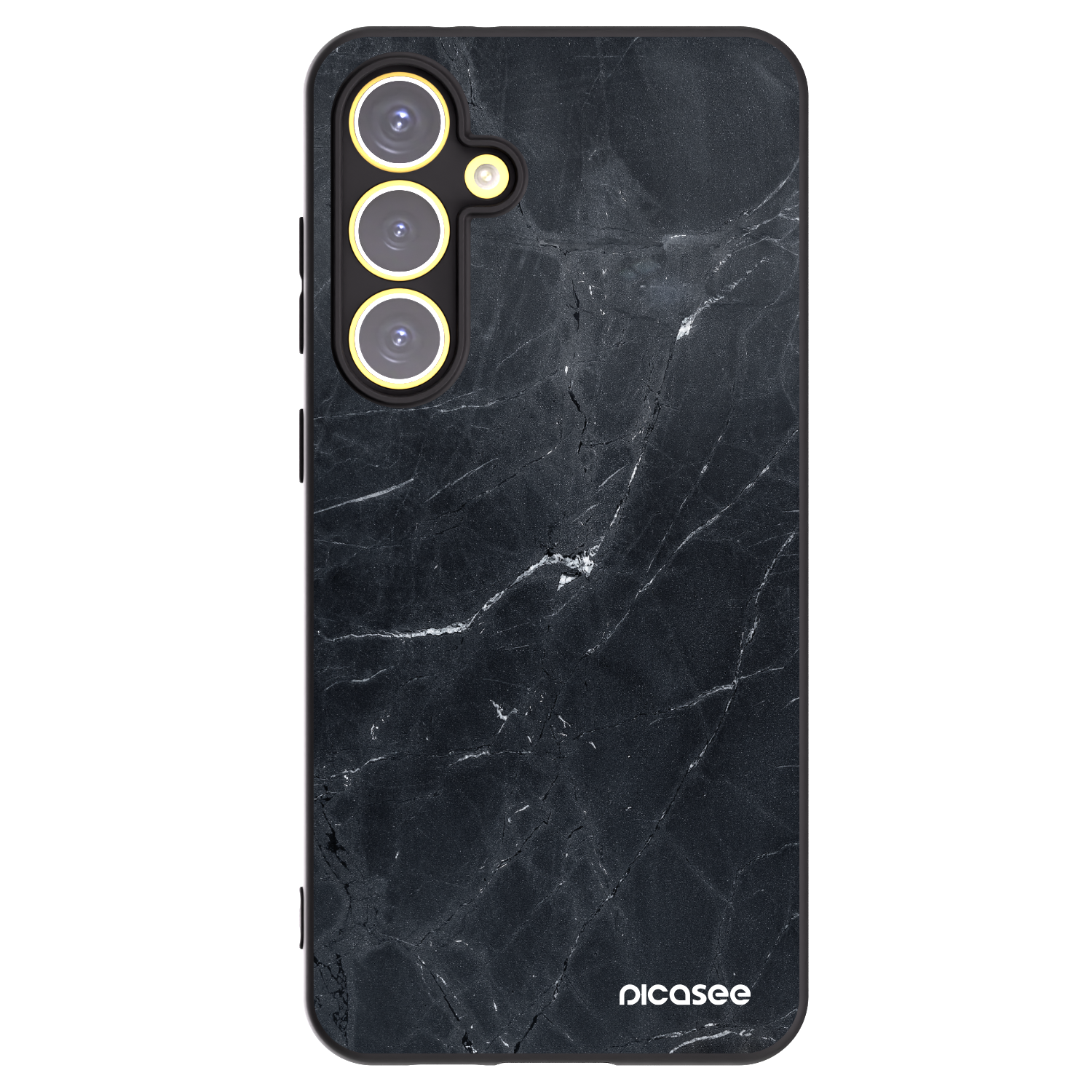 Picasee silikonowe czarne etui na Samsung Galaxy S24 FE S721B - Black marble