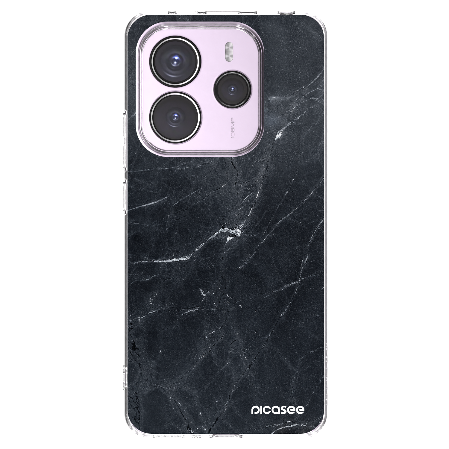 Picasee silikonowe przeźroczyste etui na Xiaomi Redmi Note 14 5G - Black marble
