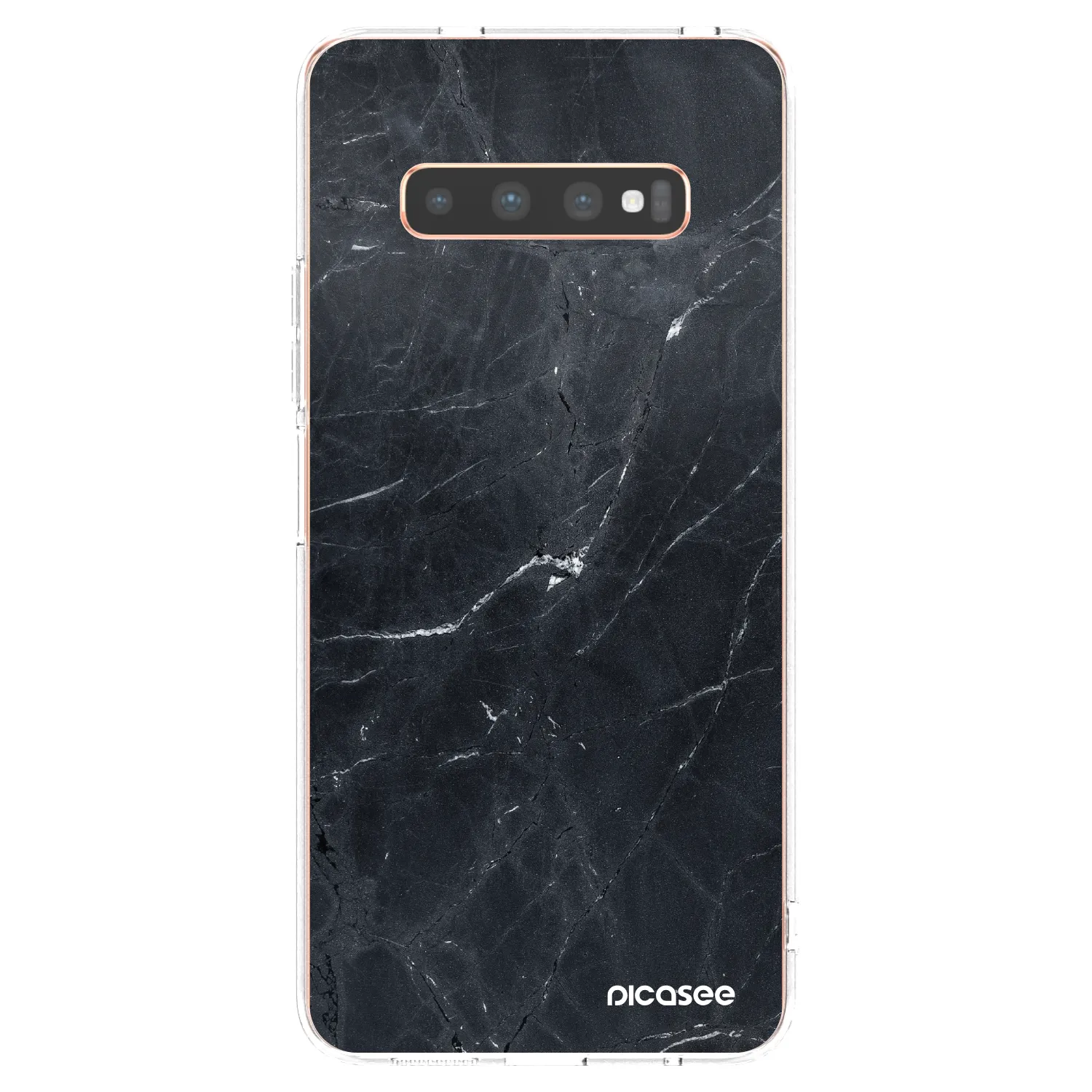 Picasee silikonowe przeźroczyste etui na Samsung Galaxy S10 Plus G975 - Black marble