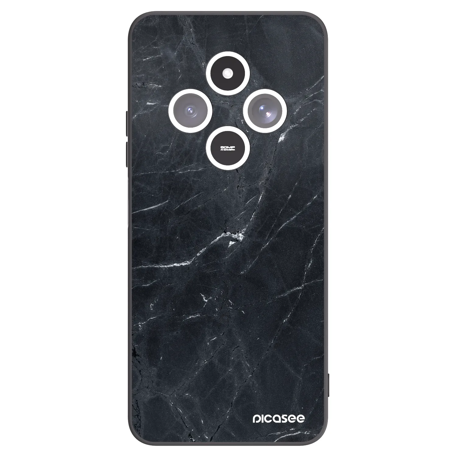 Picasee silikonowe czarne etui na Xiaomi Redmi 14C - Black marble