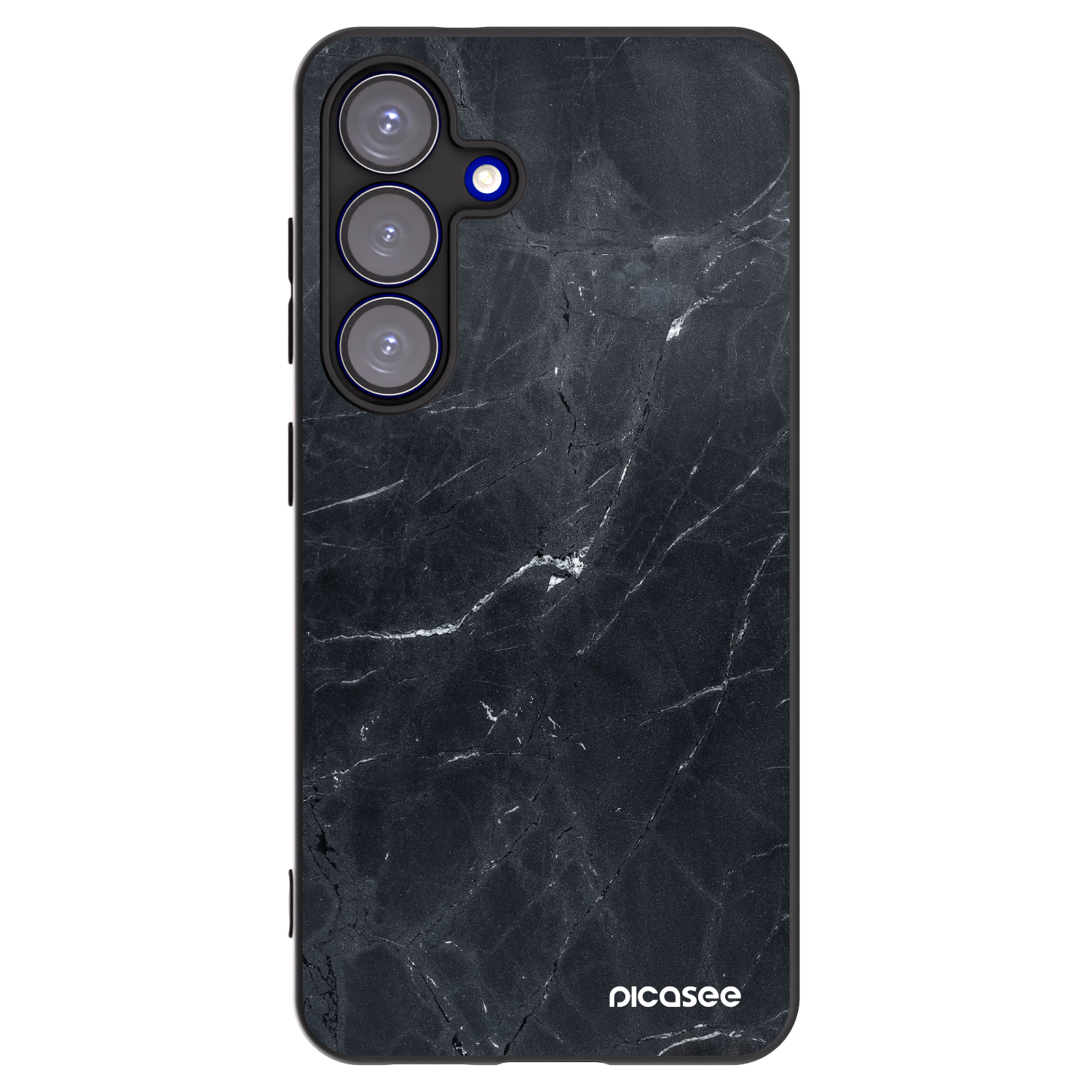 Picasee silikonowe czarne etui na Samsung Galaxy S25 5G - Black marble