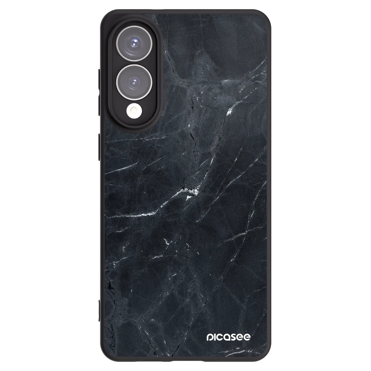 Picasee silikonowe czarne etui na Samsung Galaxy S25 Edge 5G - Black marble