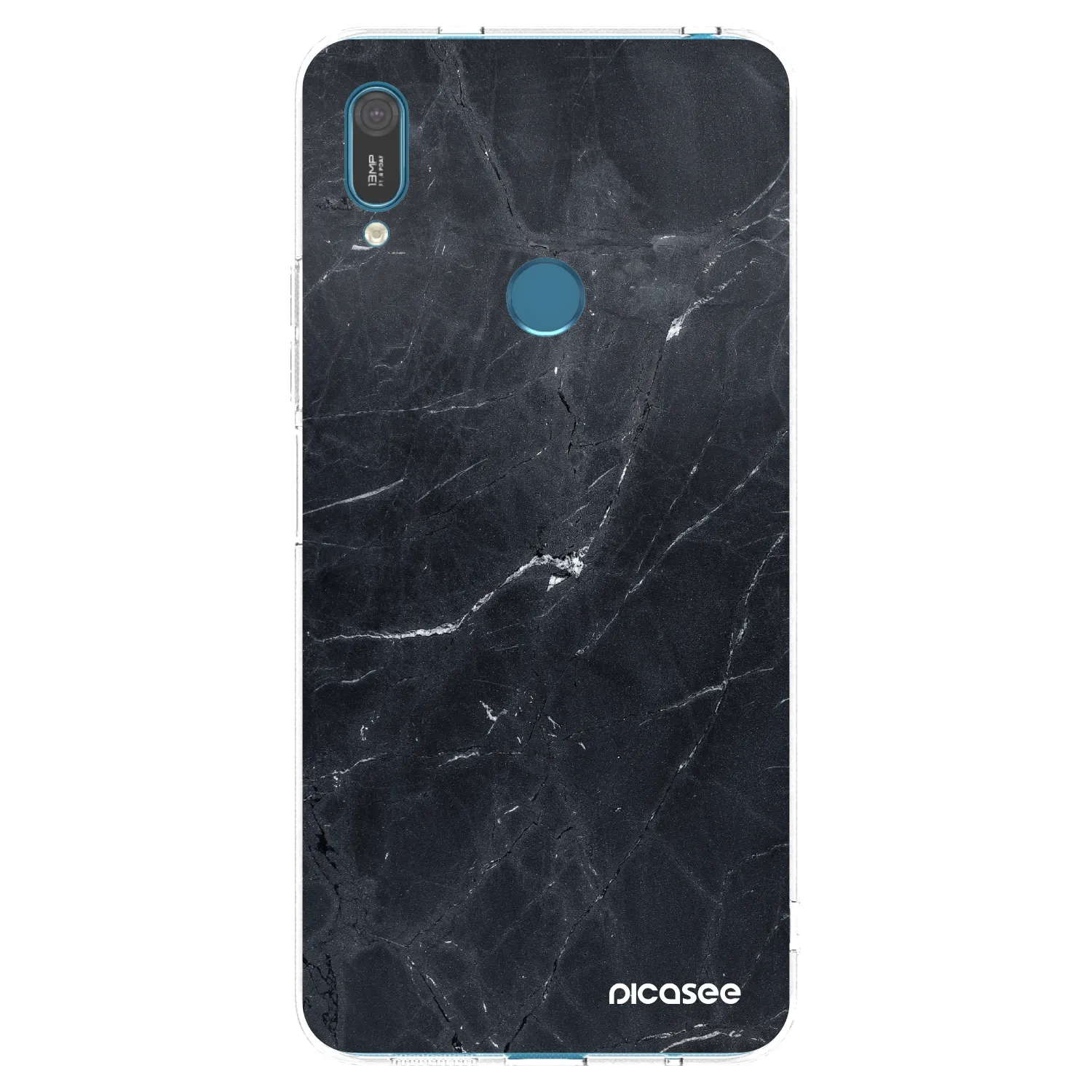 Picasee silikonowe przeźroczyste etui na Huawei Y7 2019 - Black marble