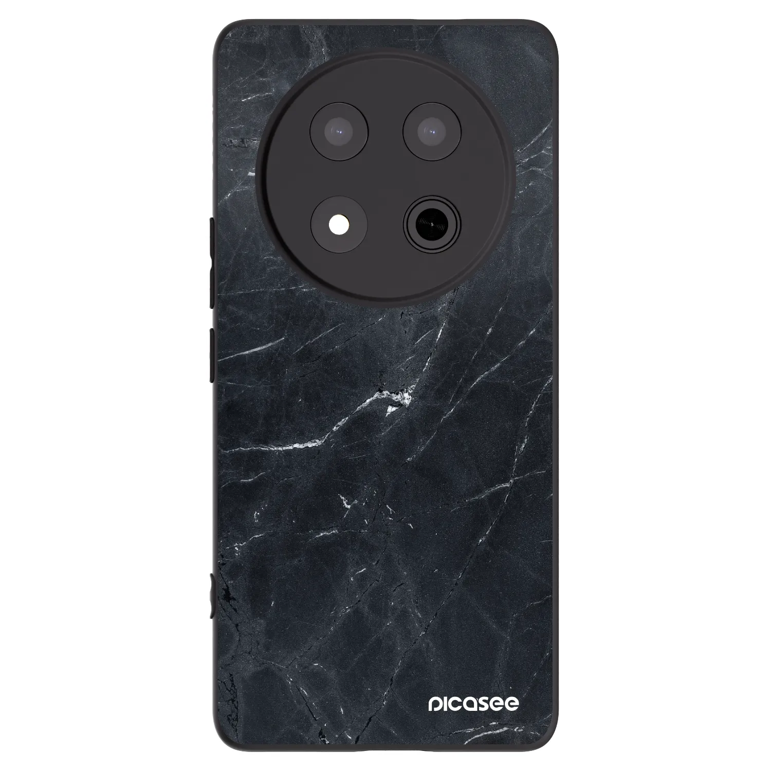 Picasee silikonowe czarne etui na Honor Magic7 Lite 5G - Black marble