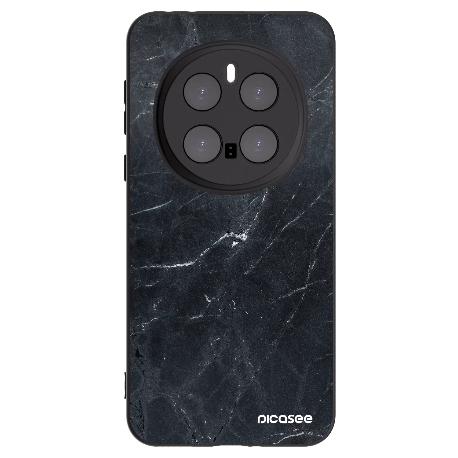 Picasee silikonowe czarne etui na Honor Magic7 Pro 5G - Black marble