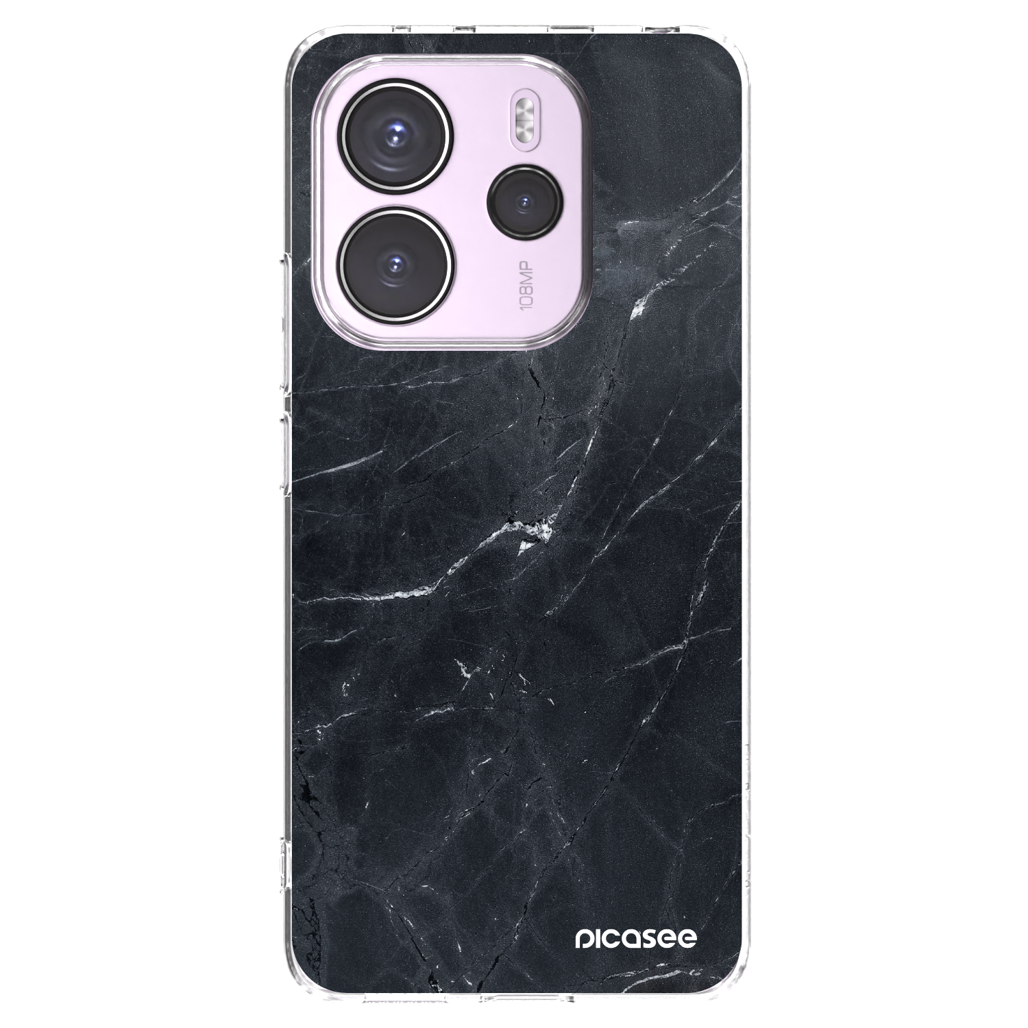 Picasee silikonowe przeźroczyste etui na Xiaomi Redmi Note 14 4G - Black marble