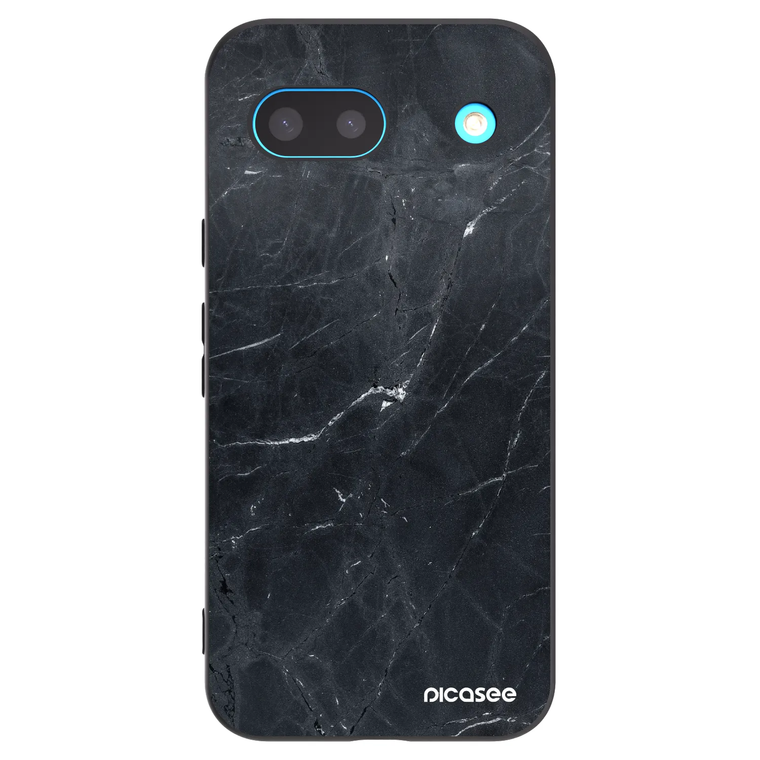 Picasee silikonowe czarne etui na Google Pixel 8a - Black marble