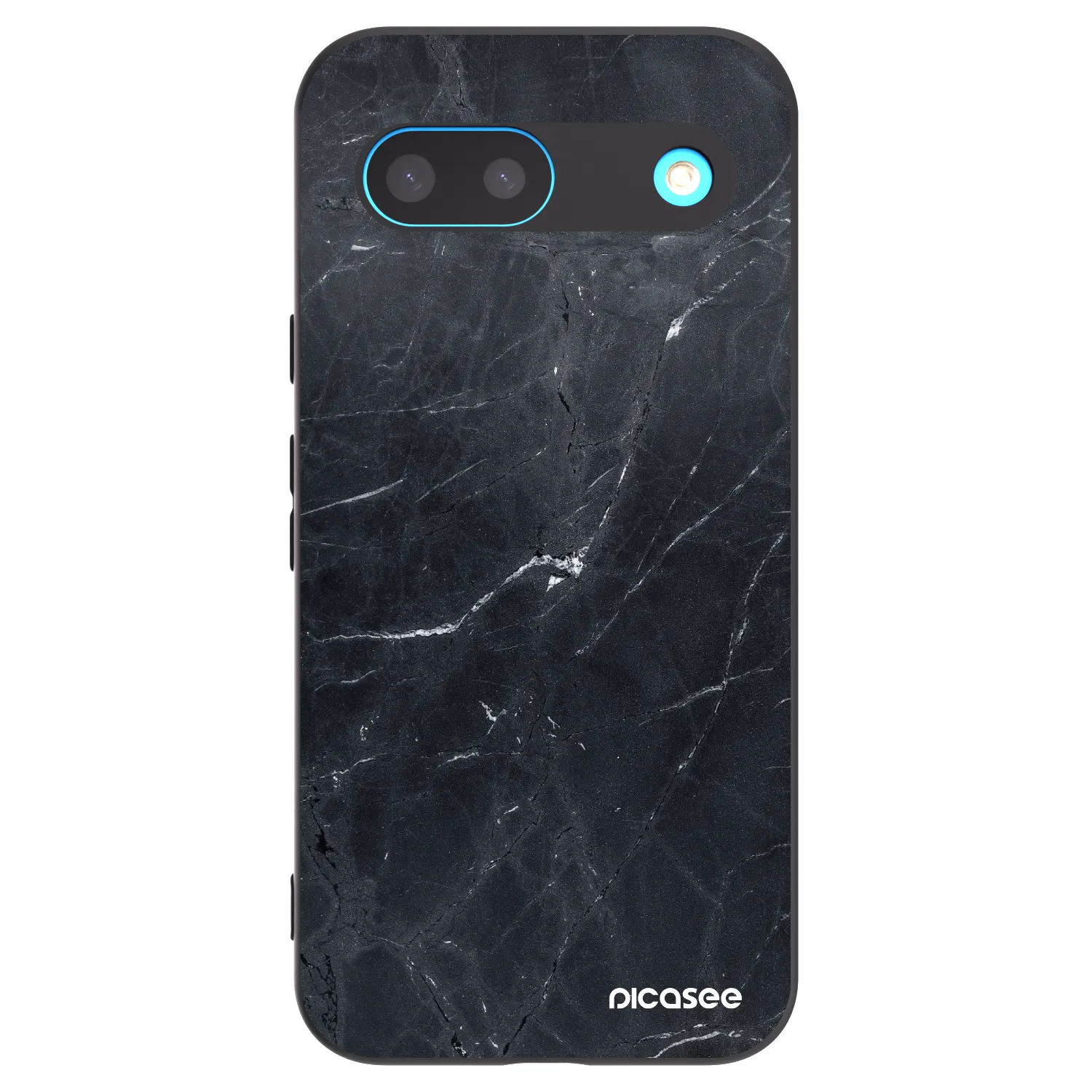 Picasee silikonowe czarne etui na Google Pixel 8 - Black marble