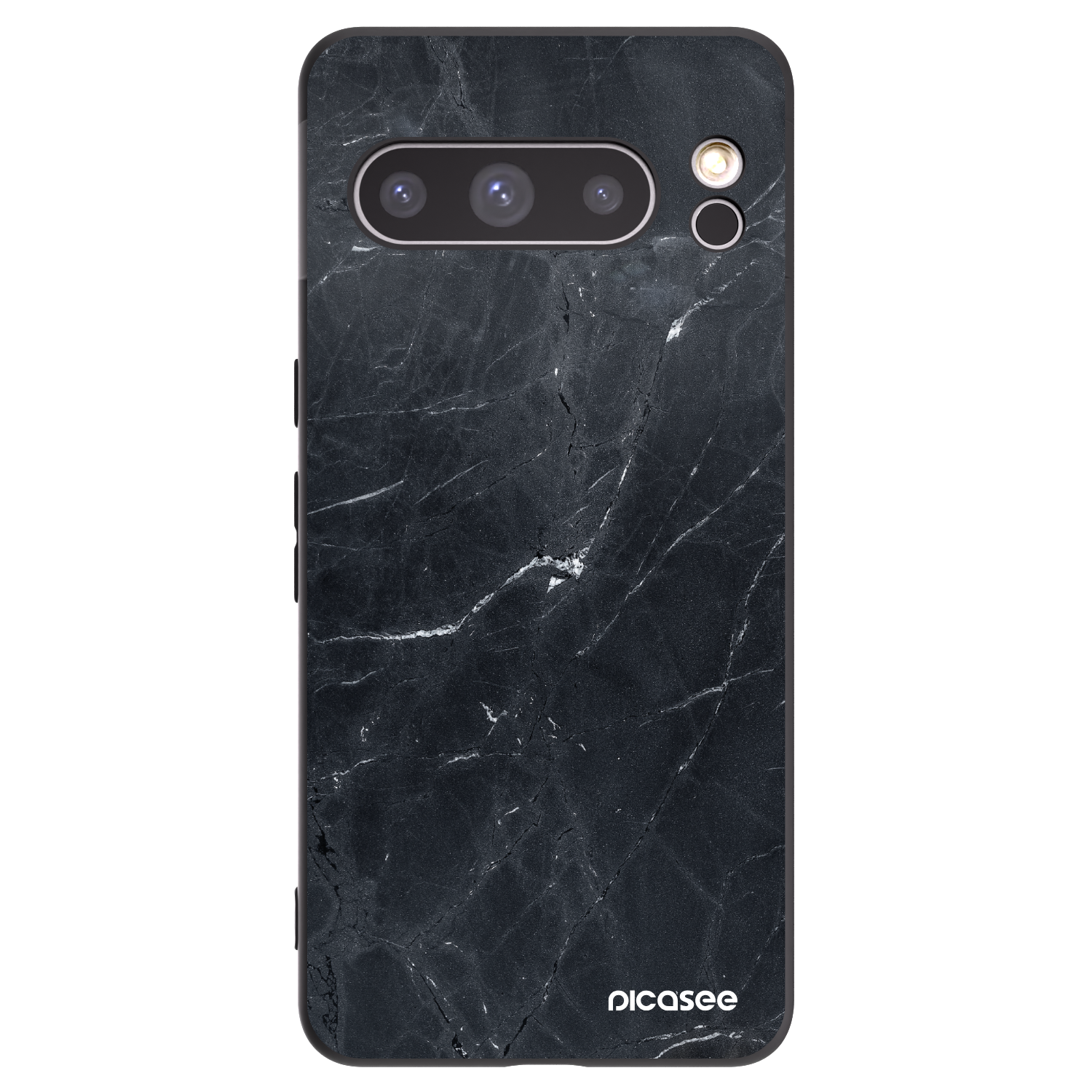 Picasee silikonowe czarne etui na Google Pixel 8 Pro - Black marble