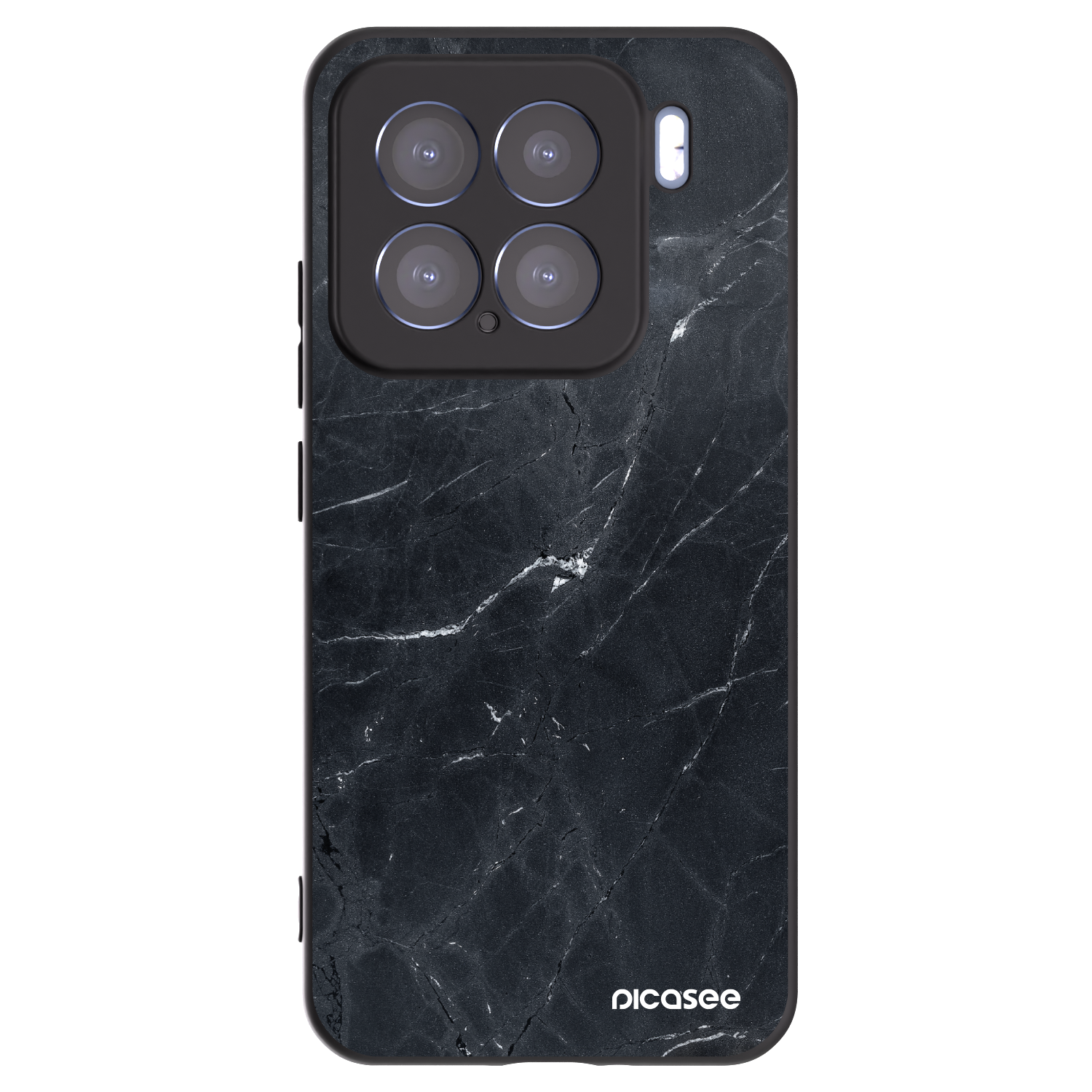 Picasee silikonowe czarne etui na Xiaomi 15 - Black marble