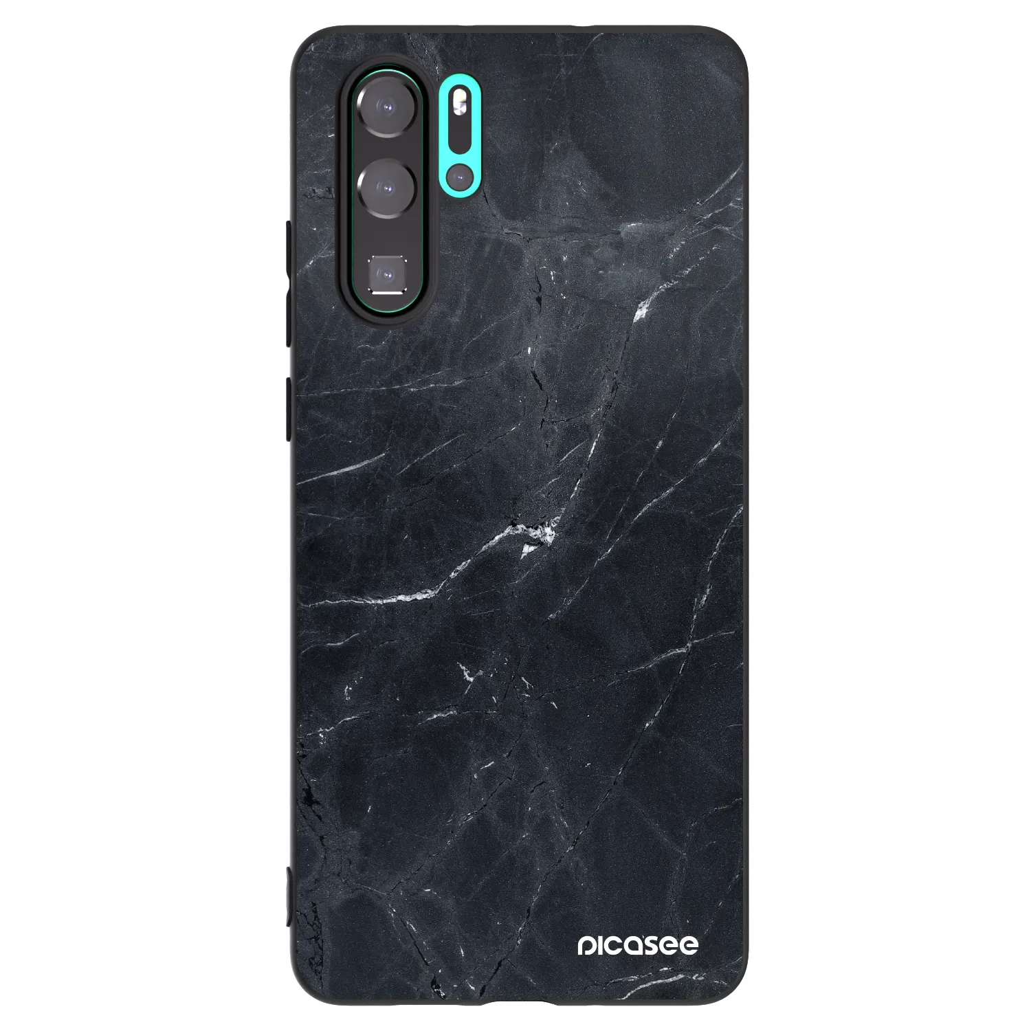 Picasee silikonowe czarne etui na Huawei P30 Pro - Black marble