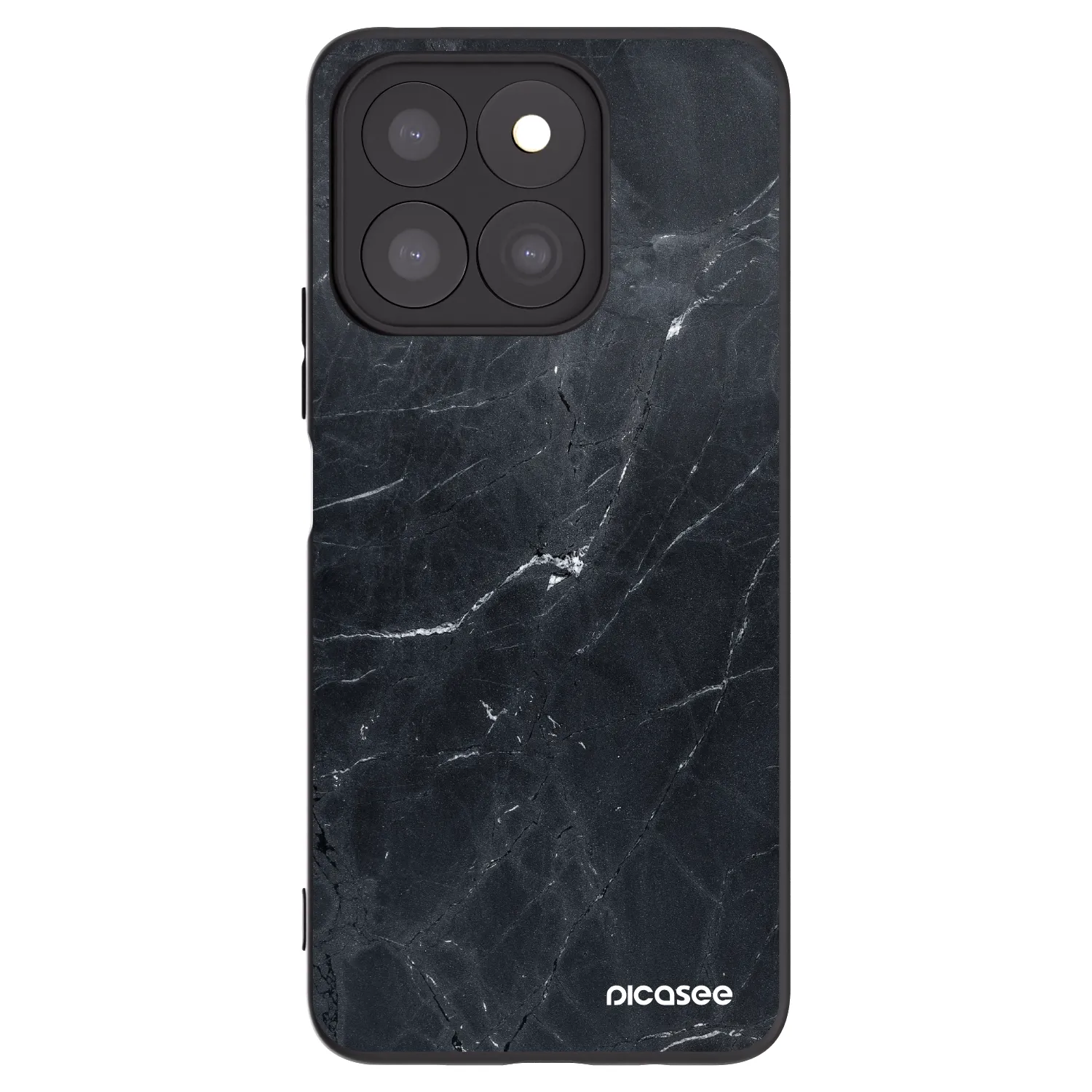 Picasee silikonowe czarne etui na Honor X8c - Black marble