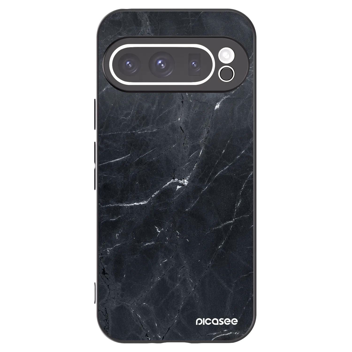 Picasee silikonowe czarne etui na Google Pixel 9 Pro - Black marble