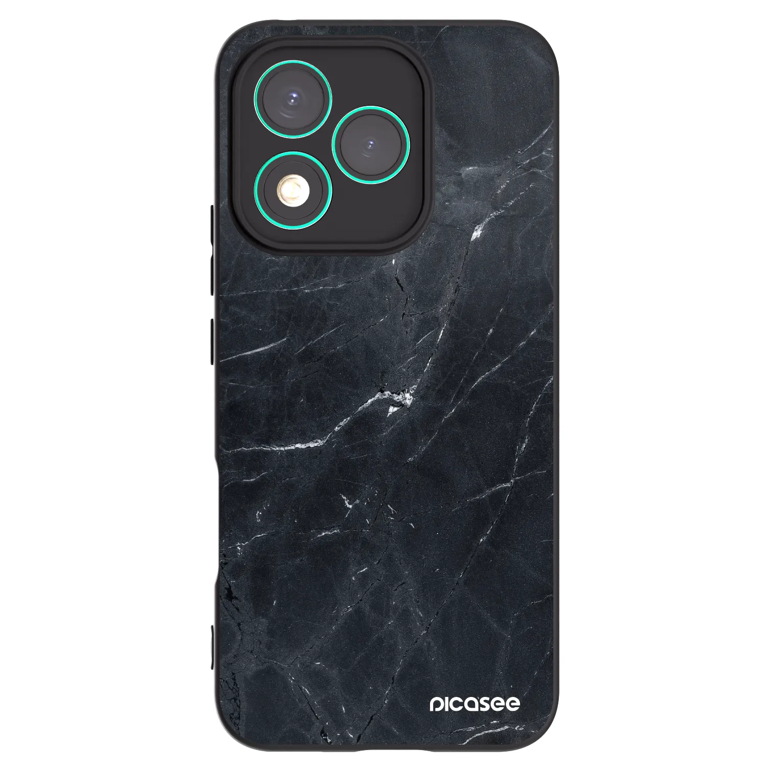 Picasee silikonowe czarne etui na Honor 400 Lite 5G - Black marble