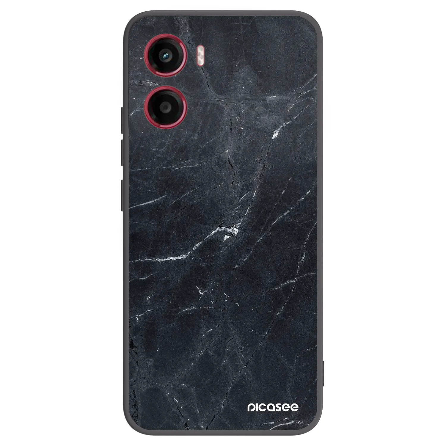Picasee silikonowe czarne etui na Motorola Moto G05 - Black marble