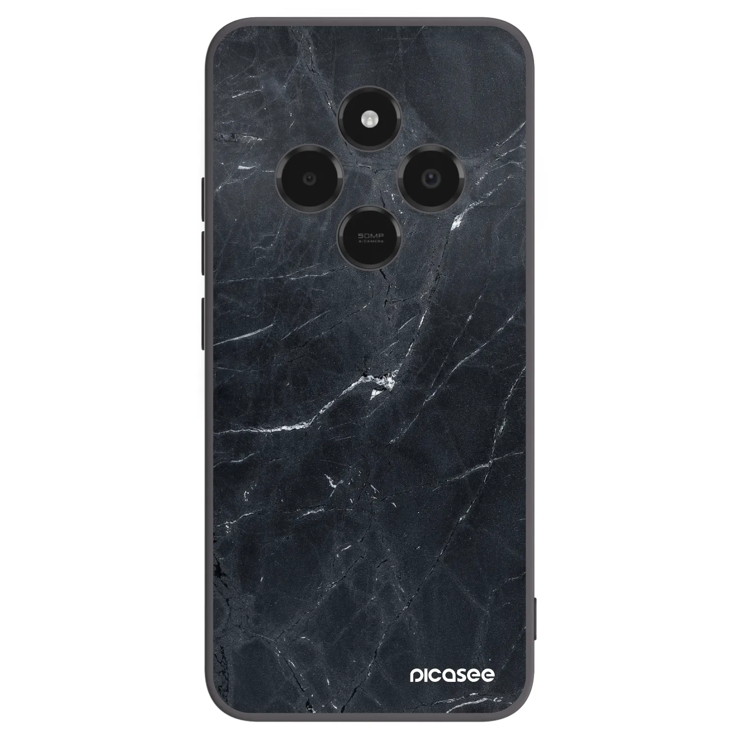 Picasee silikonowe czarne etui na Xiaomi Poco C75 - Black marble