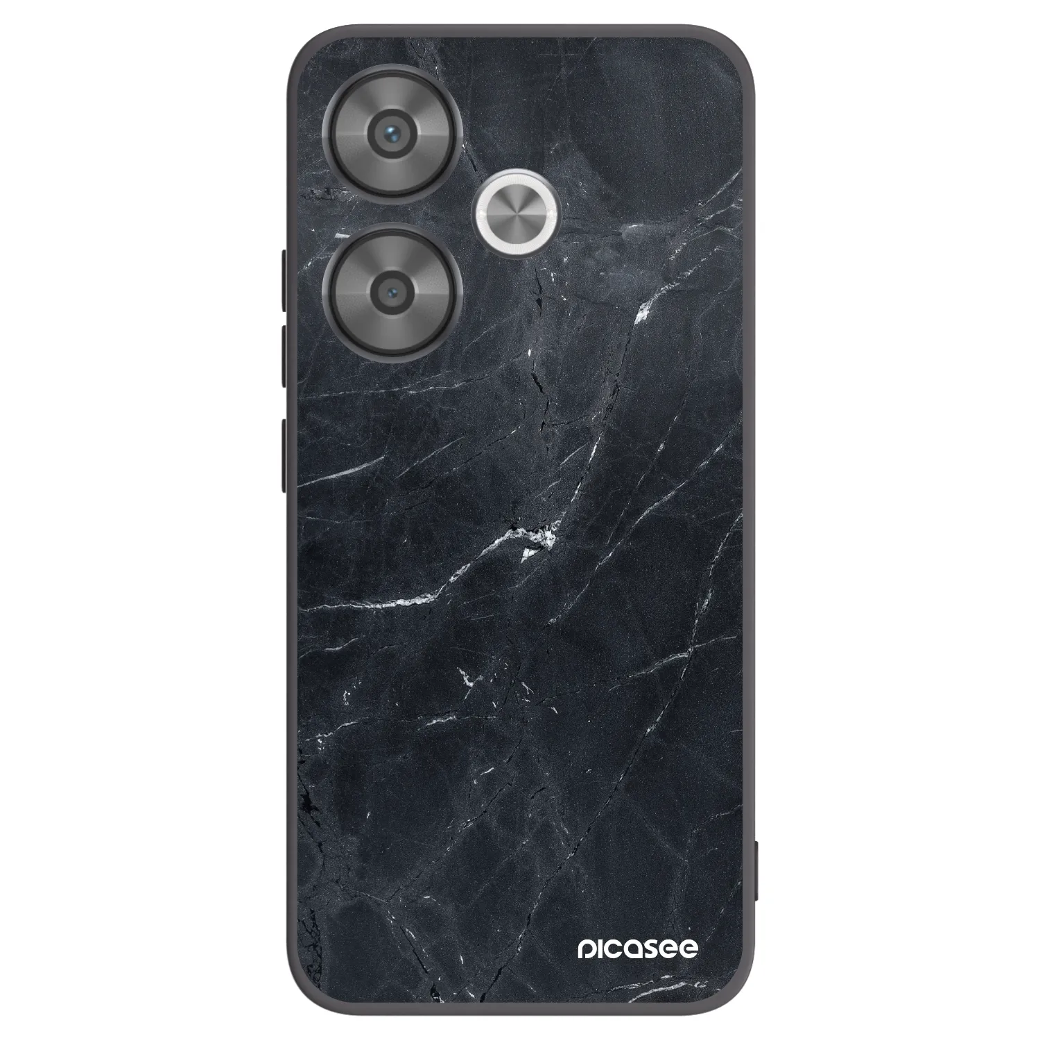 Picasee silikonowe czarne etui na Xiaomi Poco F6 - Black marble