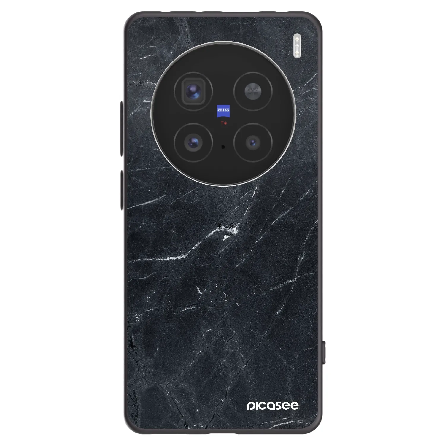 Picasee silikonowe czarne etui na Vivo X200 Pro - Black marble