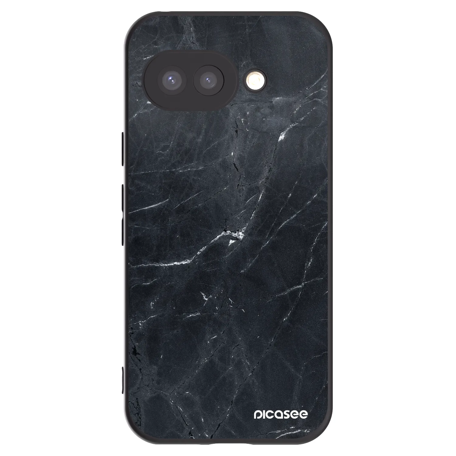 Picasee silikonowe czarne etui na Google Pixel 9a - Black marble