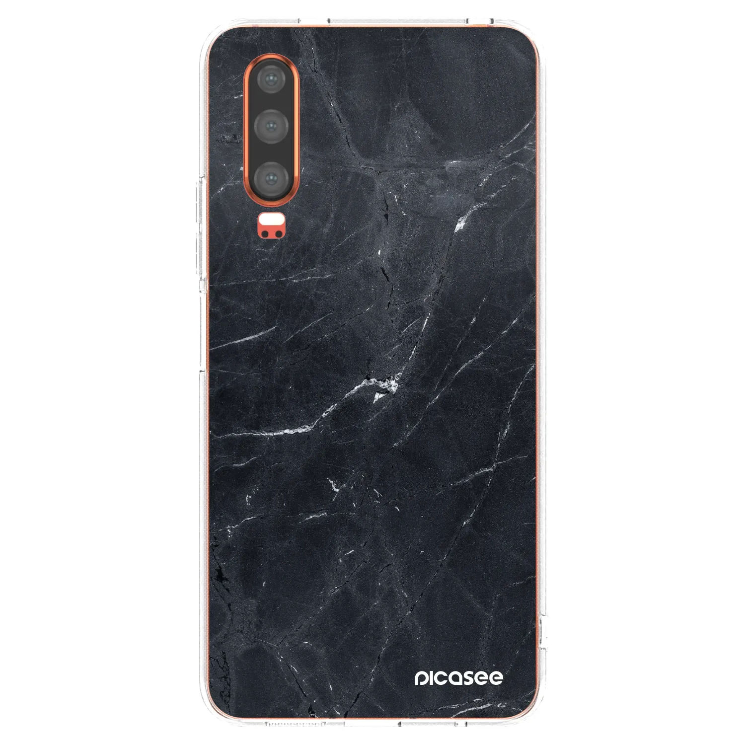 Picasee silikonowe przeźroczyste etui na Huawei P30 - Black marble
