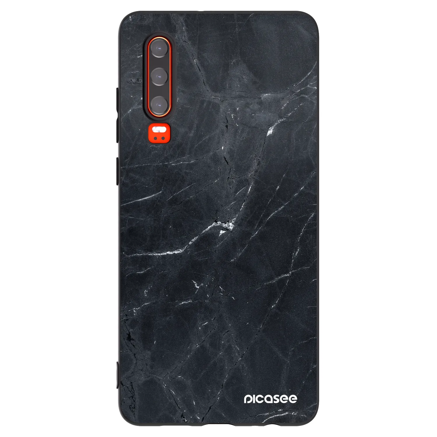 Picasee silikonowe czarne etui na Huawei P30 - Black marble