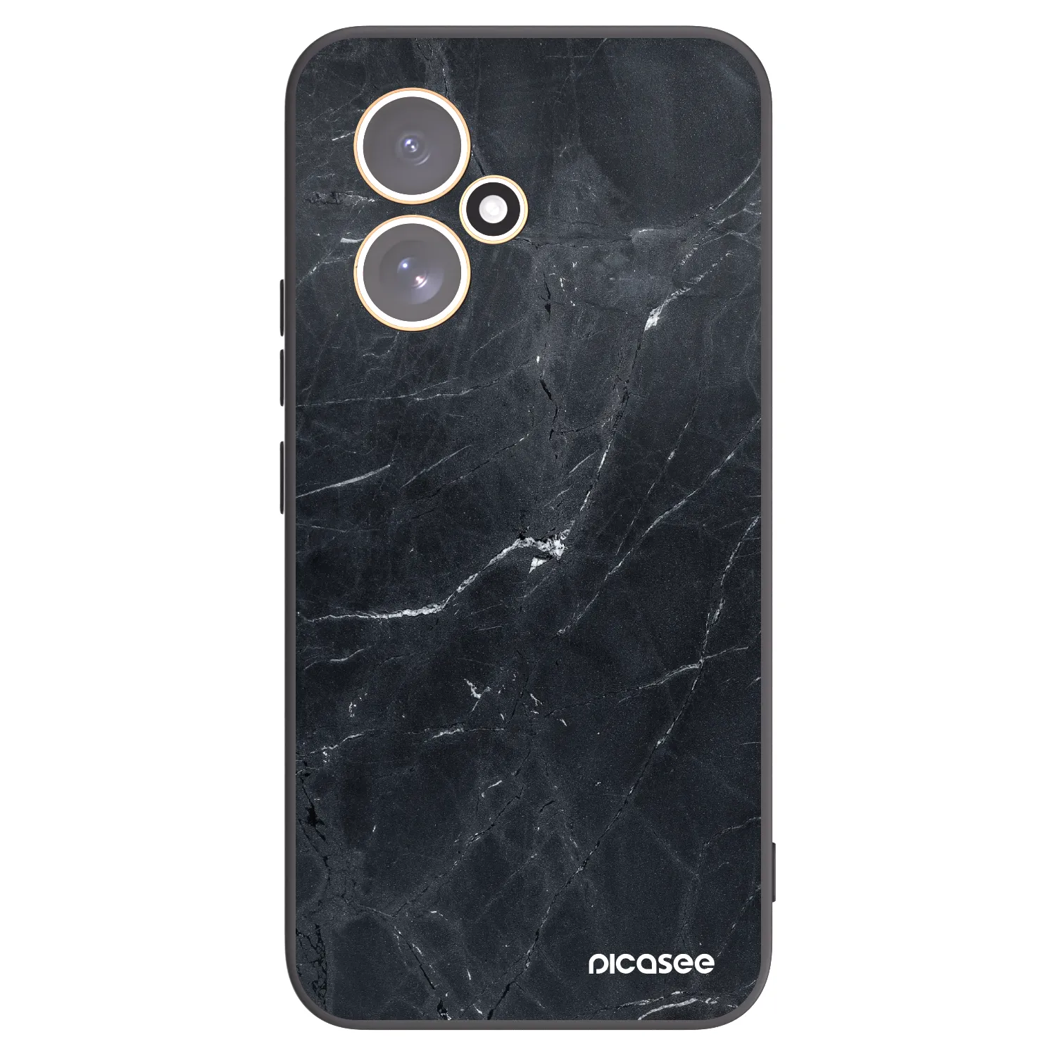 Picasee silikonowe czarne etui na Honor 400 5G - Black marble