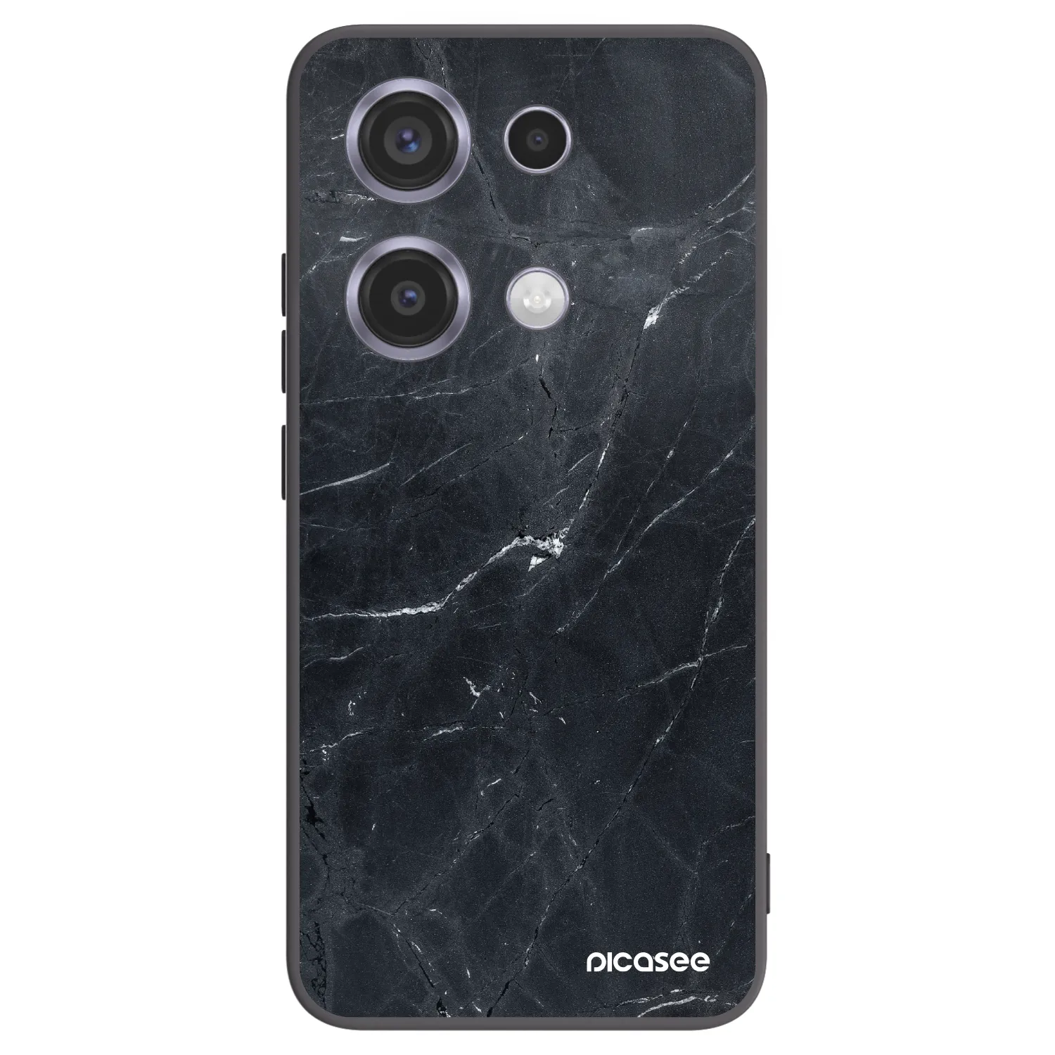 Picasee silikonowe czarne etui na Xiaomi Redmi Note 14S - Black marble