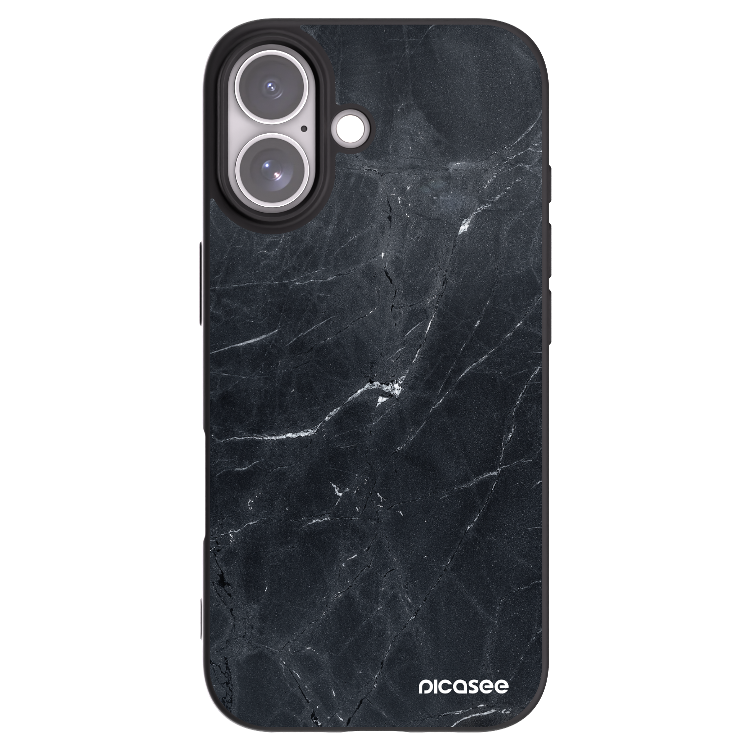 Picasee silikonowe czarne etui na Apple iPhone 17 - Black marble