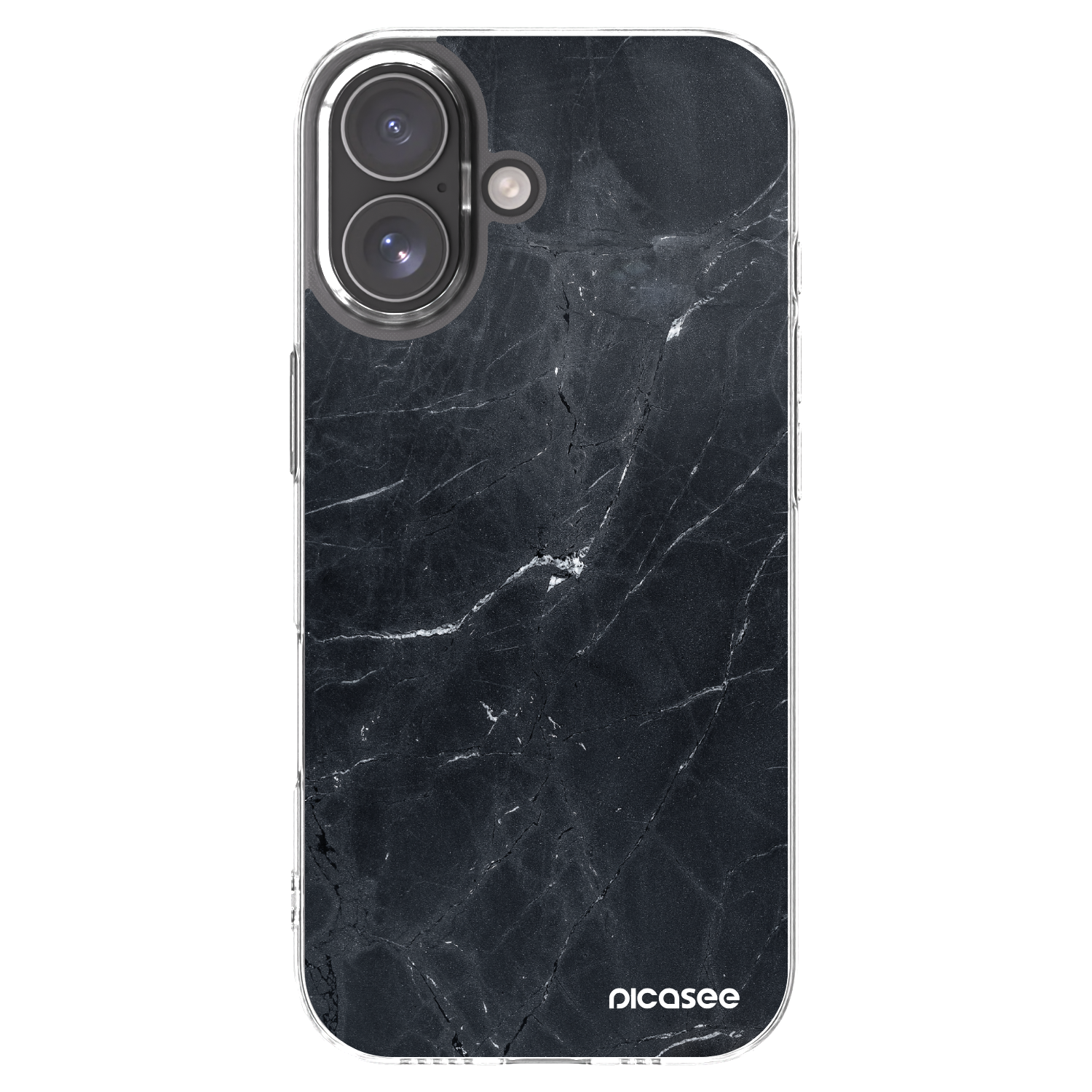 Picasee silikonowe przeźroczyste etui na Apple iPhone 17 - Black marble