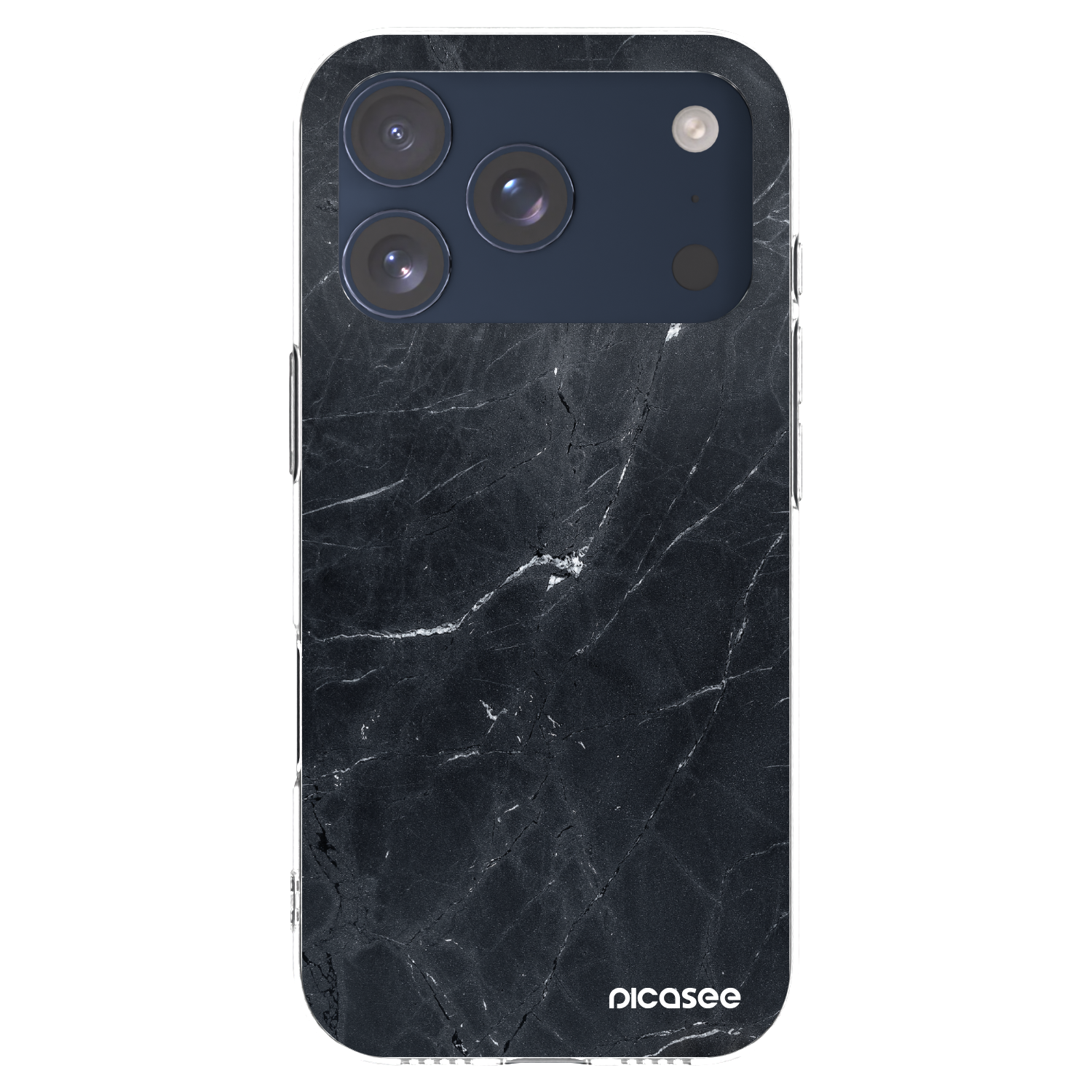 Picasee silikonowe przeźroczyste etui na Apple iPhone 17 Pro - Black marble