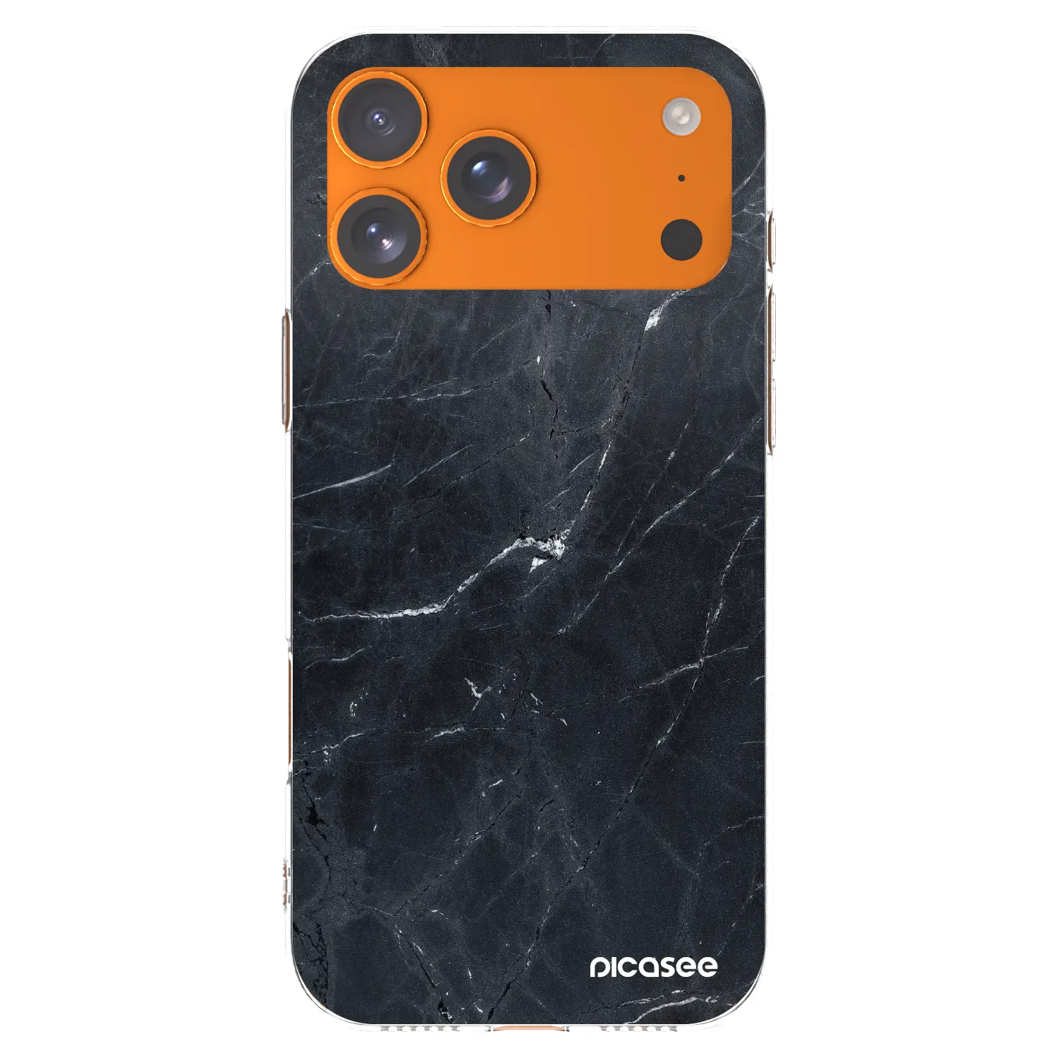 Picasee silikonowe przeźroczyste etui na Apple iPhone 17 Pro Max - Black marble