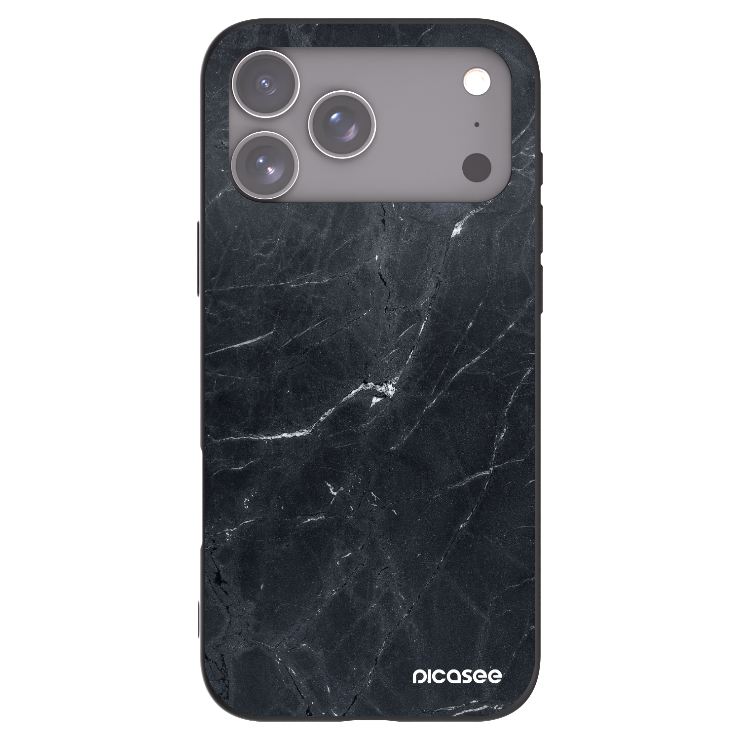 Picasee silikonowe czarne etui na Apple iPhone 17 Pro Max - Black marble