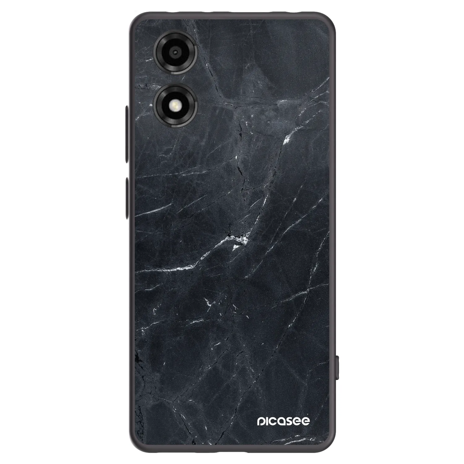Picasee silikonowe czarne etui na Motorola Moto E14 - Black marble