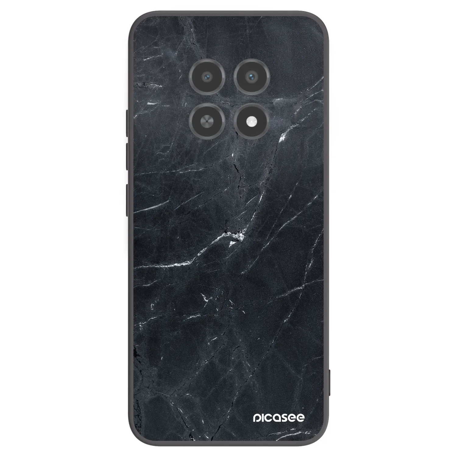 Picasee silikonowe czarne etui na Realme 12X - Black marble