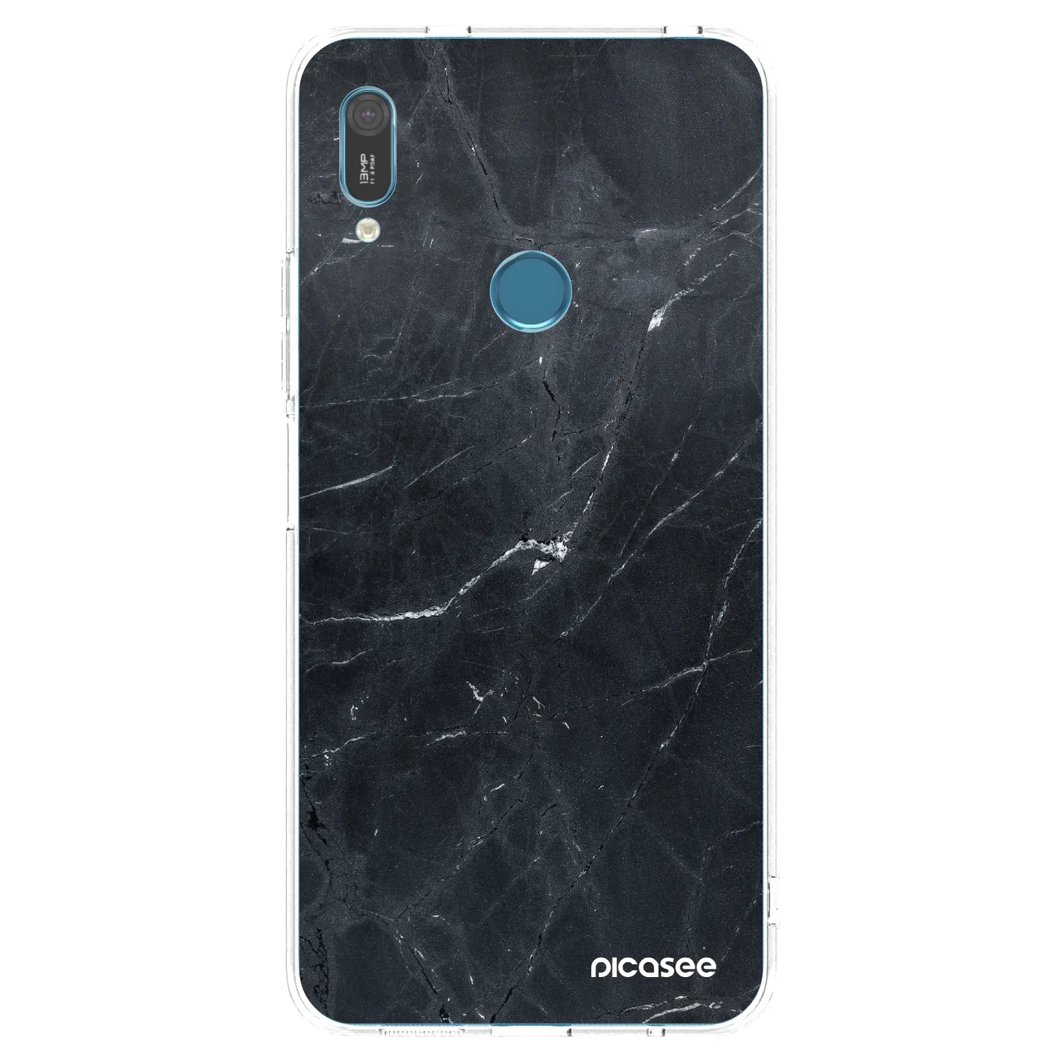 Picasee silikonowe przeźroczyste etui na Huawei Y6 2019 - Black marble