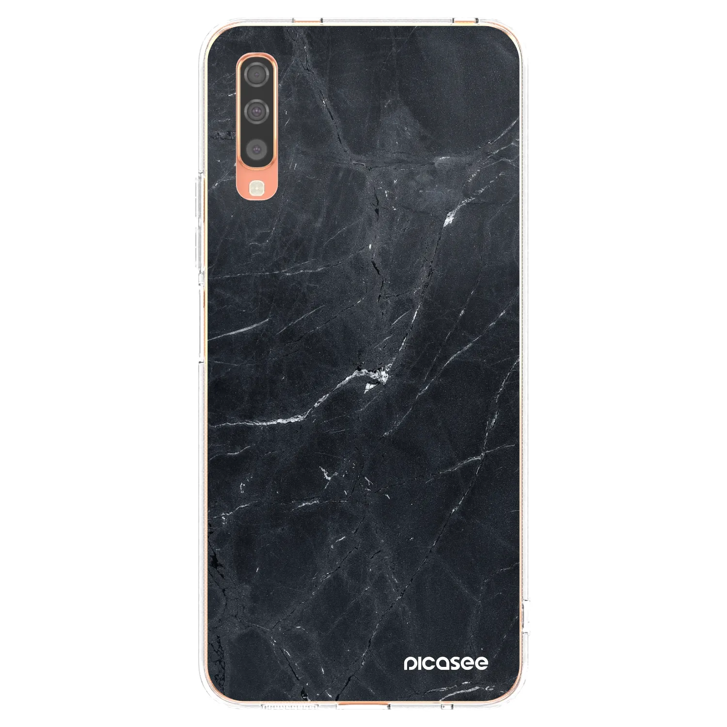 Picasee silikonowe przeźroczyste etui na Samsung Galaxy A70 A705F - Black marble
