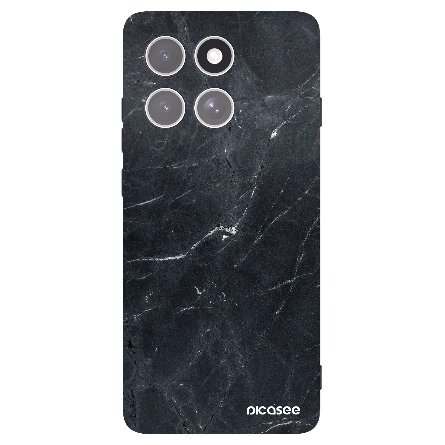 Picasee silikonowe czarne etui na Motorola Edge 60 Pro - Black marble