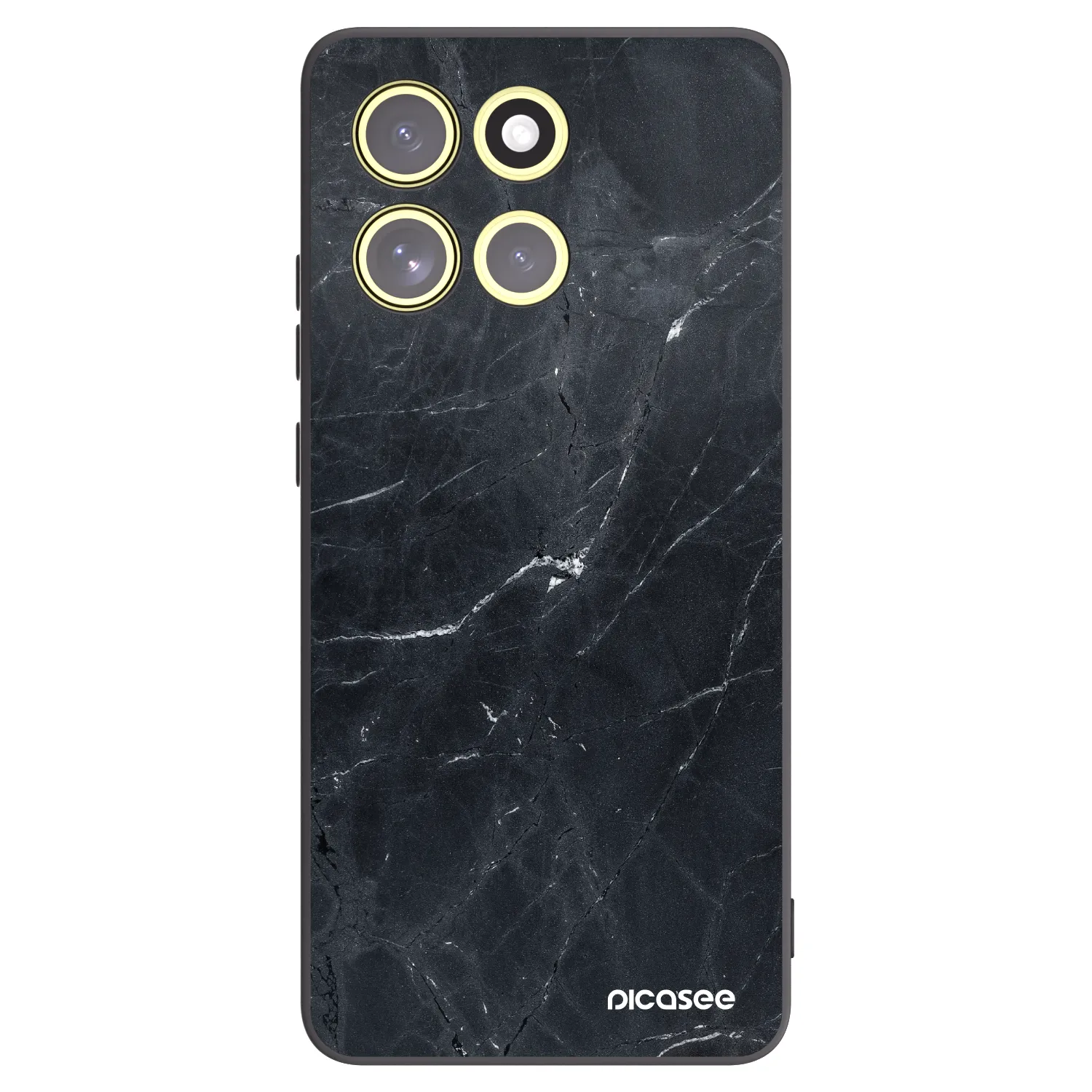 Picasee silikonowe czarne etui na Motorola Moto G86 5G - Black marble
