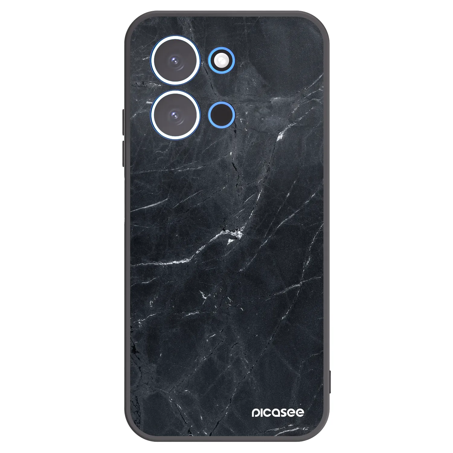 Picasee silikonowe czarne etui na Xiaomi Redmi 15C 4G - Black marble