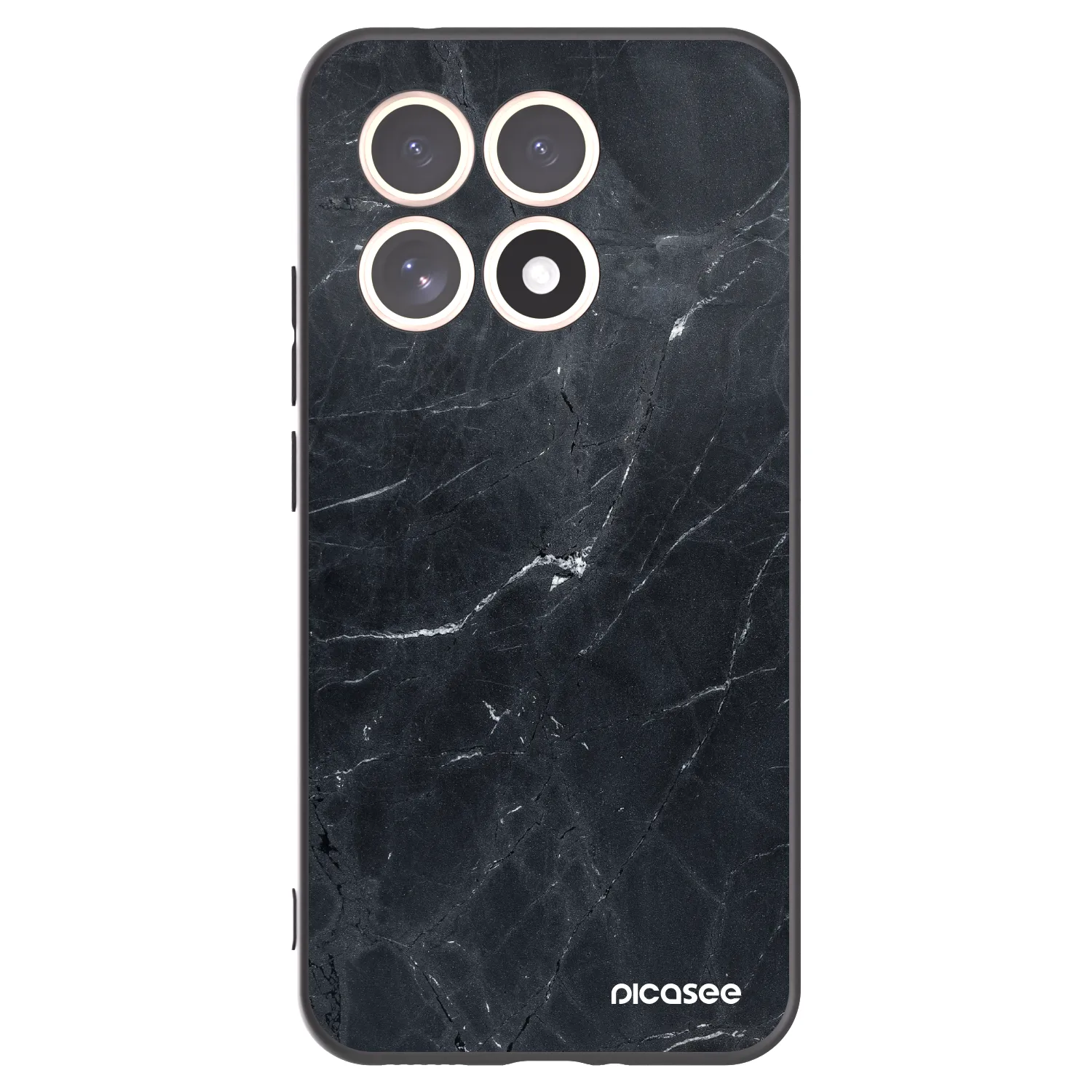 Picasee silikonowe czarne etui na Xiaomi 15T - Black marble