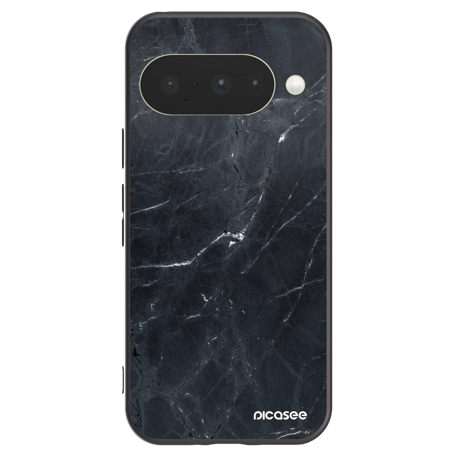 Picasee silikonowe czarne etui na Google Pixel 10 - Black marble