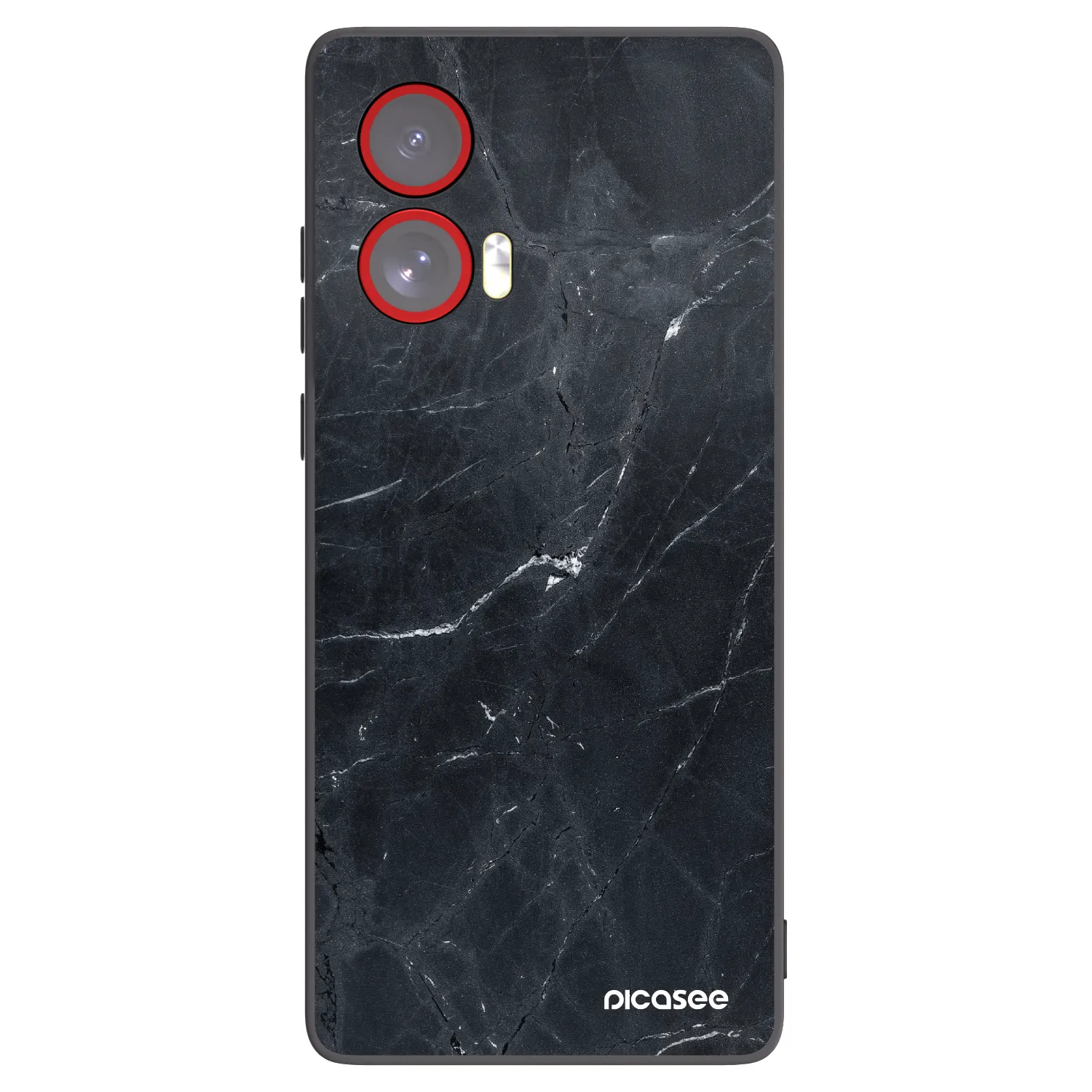 Picasee silikonowe czarne etui na Motorola Edge 50 Fusion - Black marble