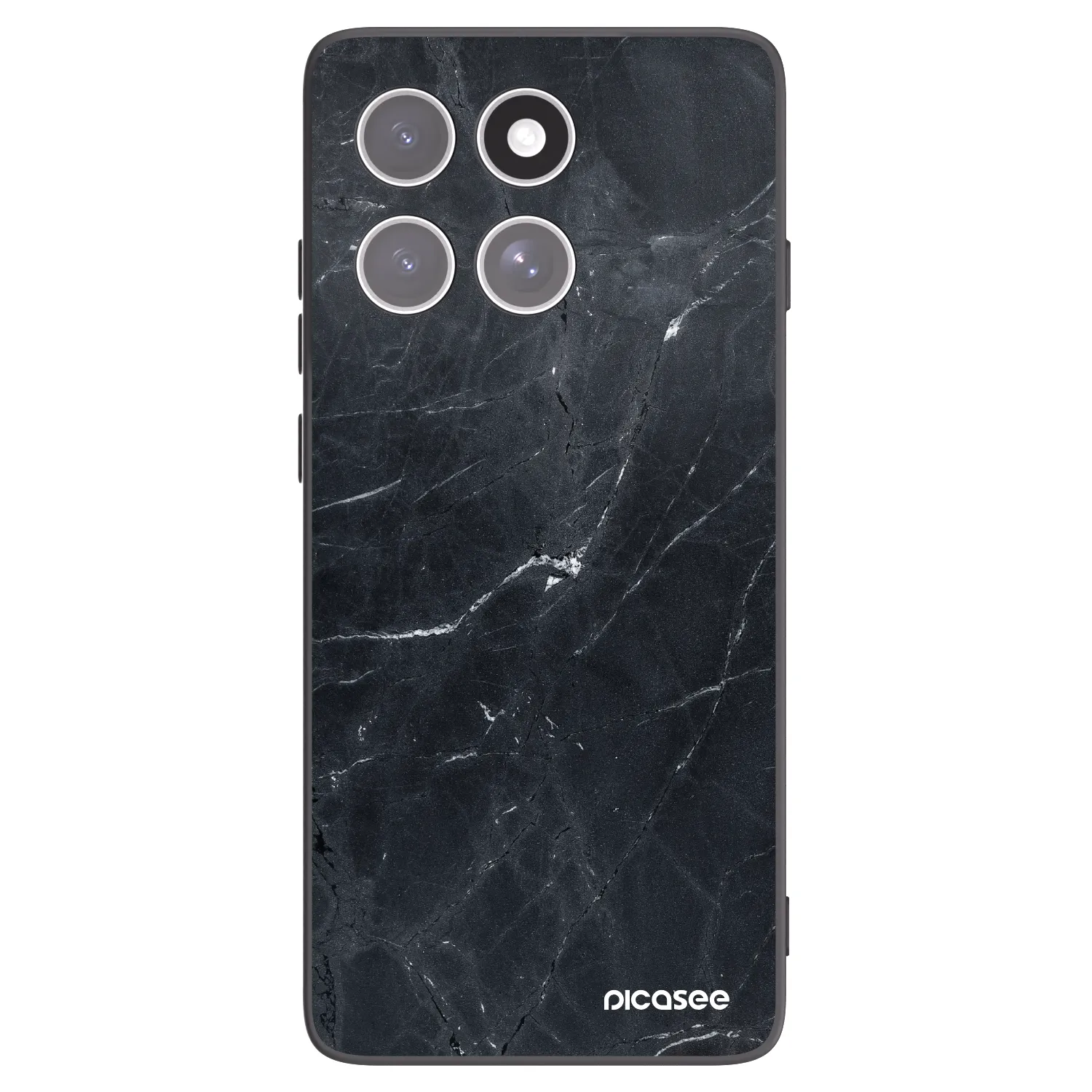 Picasee silikonowe czarne etui na Motorola Edge 60 Fusion - Black marble