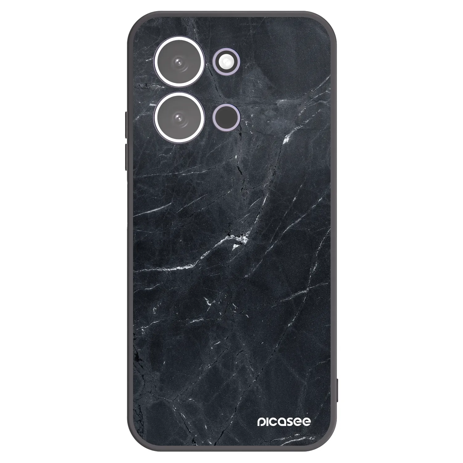 Picasee silikonowe czarne etui na Xiaomi Redmi 15C 5G - Black marble