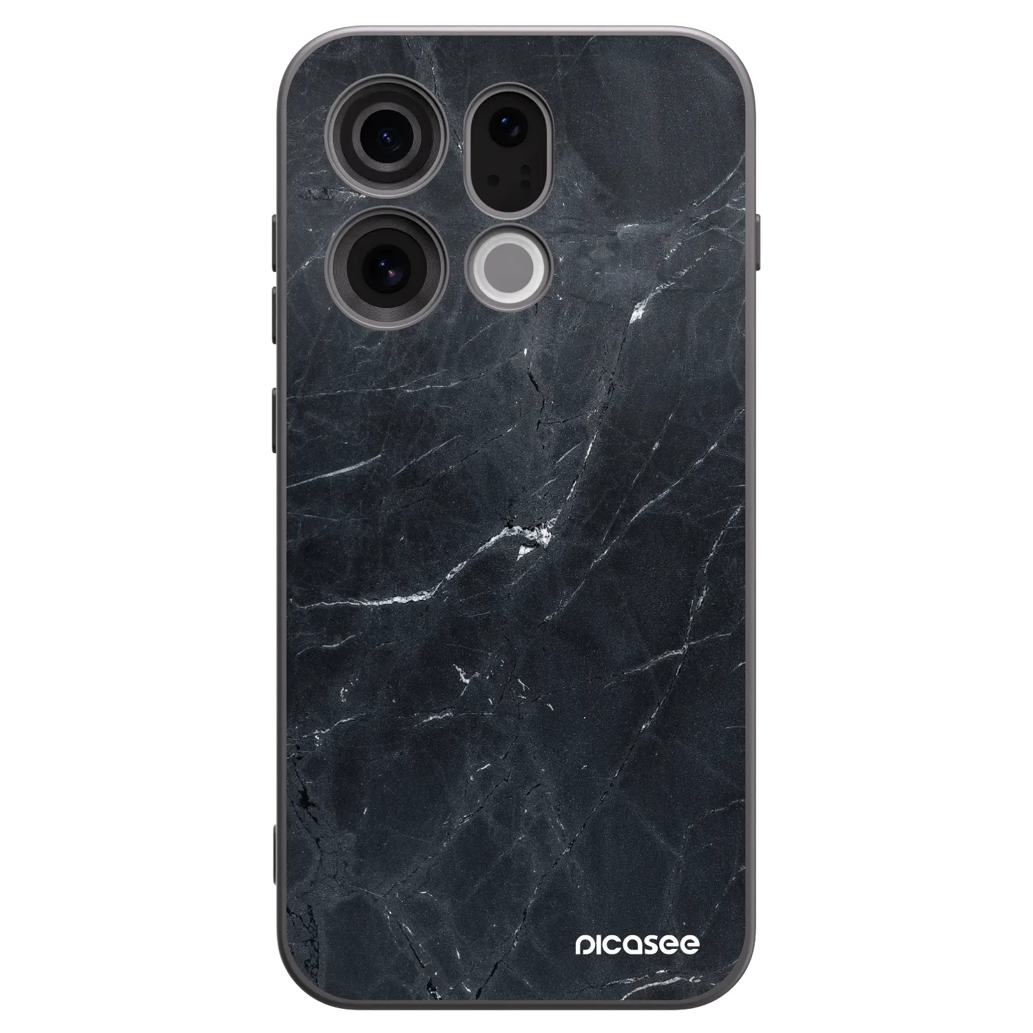 Picasee silikonowe czarne etui na OPPO Find X9 - Black marble