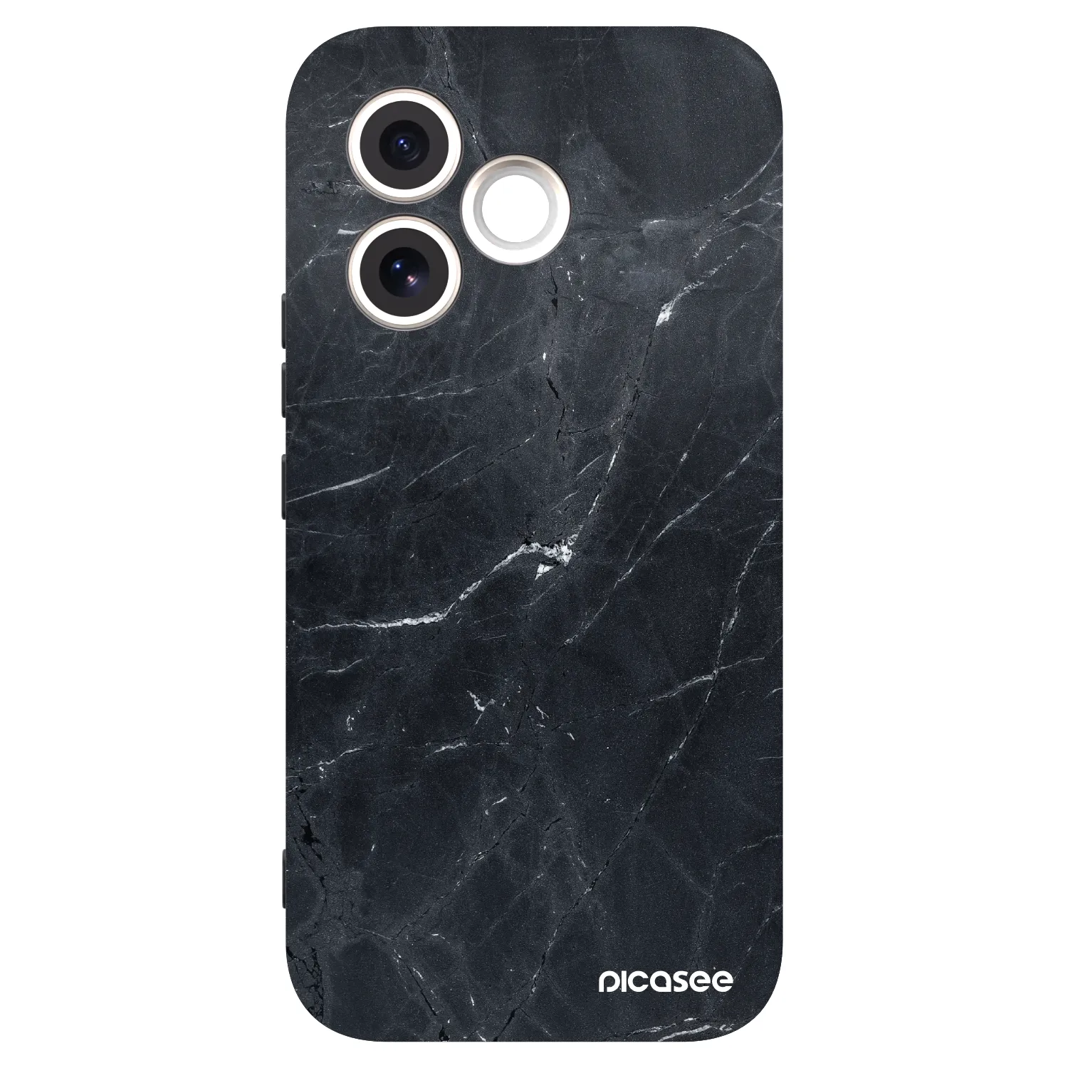 Picasee silikonowe czarne etui na Honor 600 Lite - Black marble