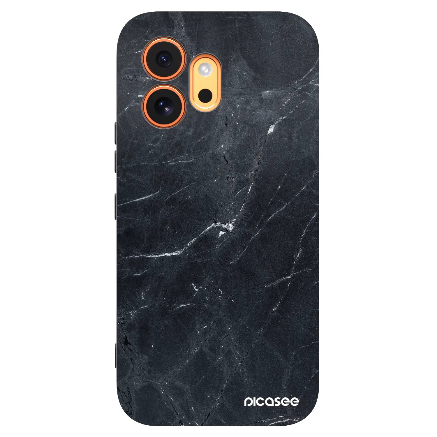 Picasee silikonowe czarne etui na Honor 600 - Black marble